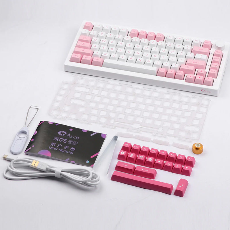 Akko 5075B Plus Prunus Lannesiana Wireless Mechanical Keyboard - Hot Swappable RGB Backlit, CS Silver Switches for Gaming & Office Use