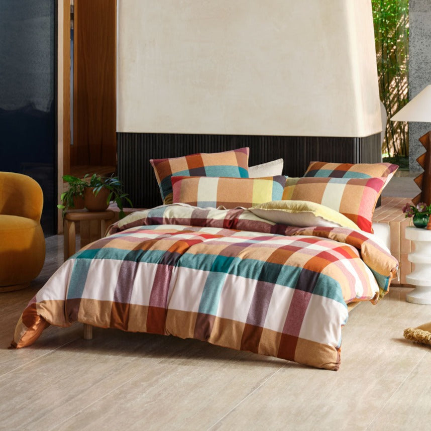 Premium Eastwood Pecan Quilt Cover Set - 100% Cotton Luxury Bedding by Linen House for Master Bedroom & Guest Room Decor