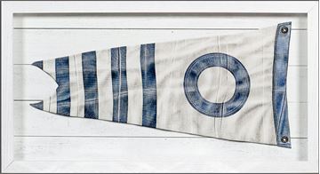 Blue Stripe Yachting Burgee Framed Wall Art - Nautical Decor for Home, Office, or Boat - Perfect for Sailing Enthusiasts & Marine Themed Spaces