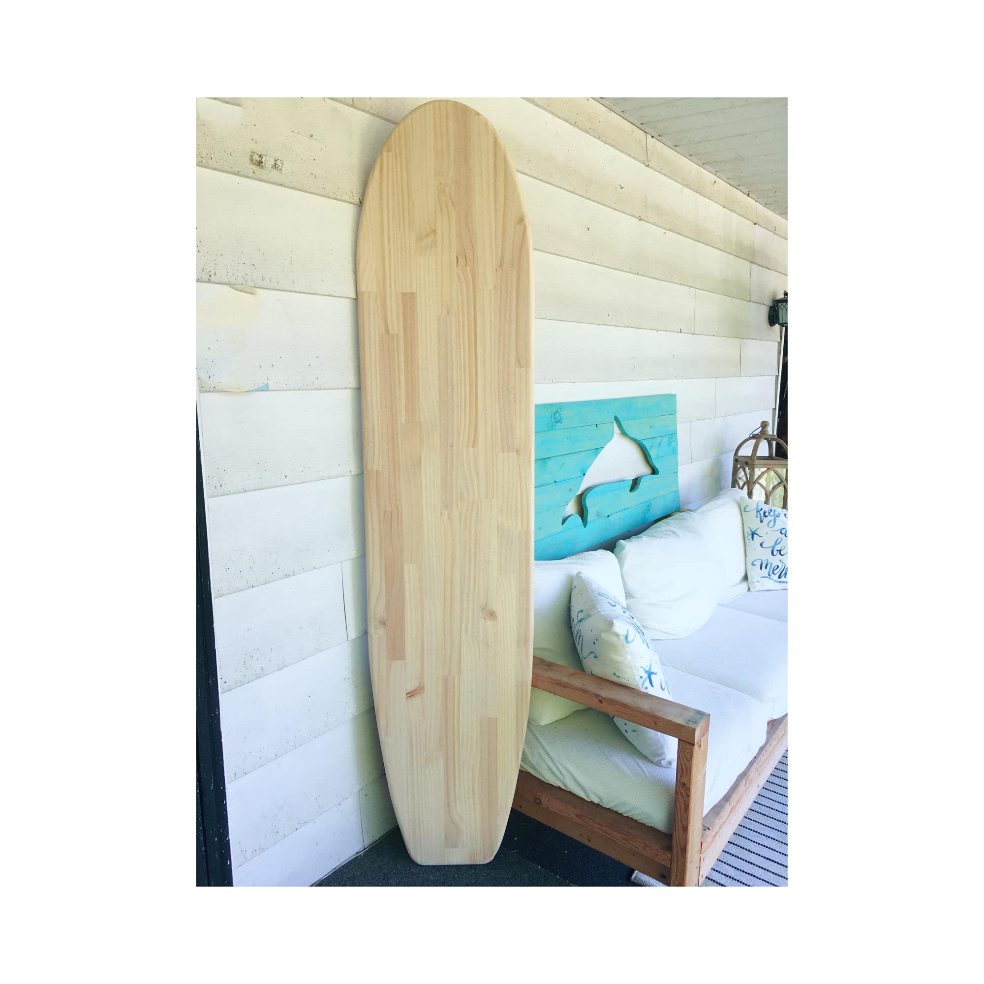 6ft Unfinished Wood Longboard Surfboard - Handmade Wall Art Decor, Beach House Sign, Unique Gift - Fast Shipping from USA - Perfect for Coastal, Surf, and Boho Home Decor