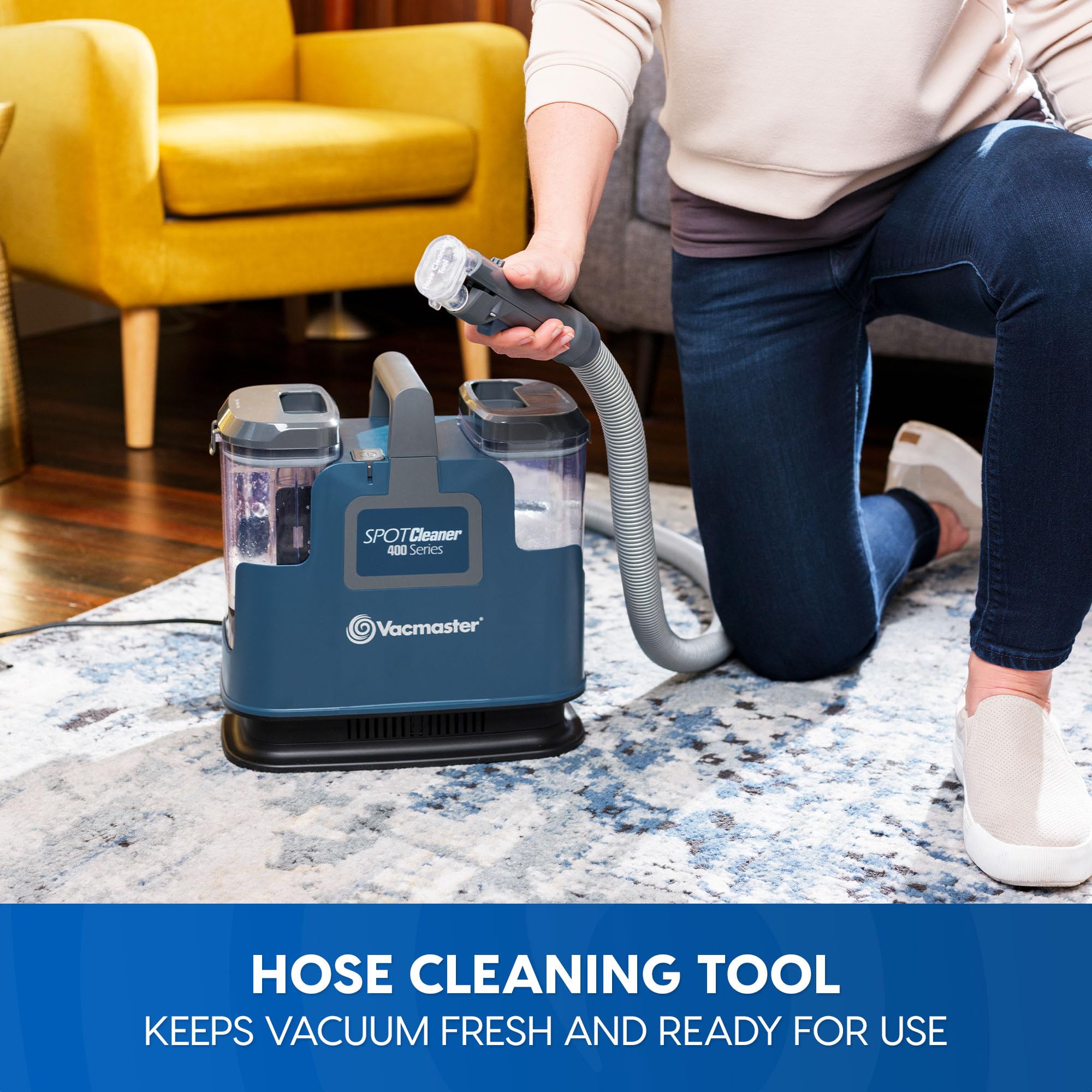 Vacmaster SCB301 400 Series Portable Carpet & Upholstery Spot Cleaner - 15Kpa Powerful Suction with Multi-Purpose Attachments for Pet Hair, Stains on Rugs & Sofas - Perfect for Home Cleaning, Pet Owners & Quick Spill Removal