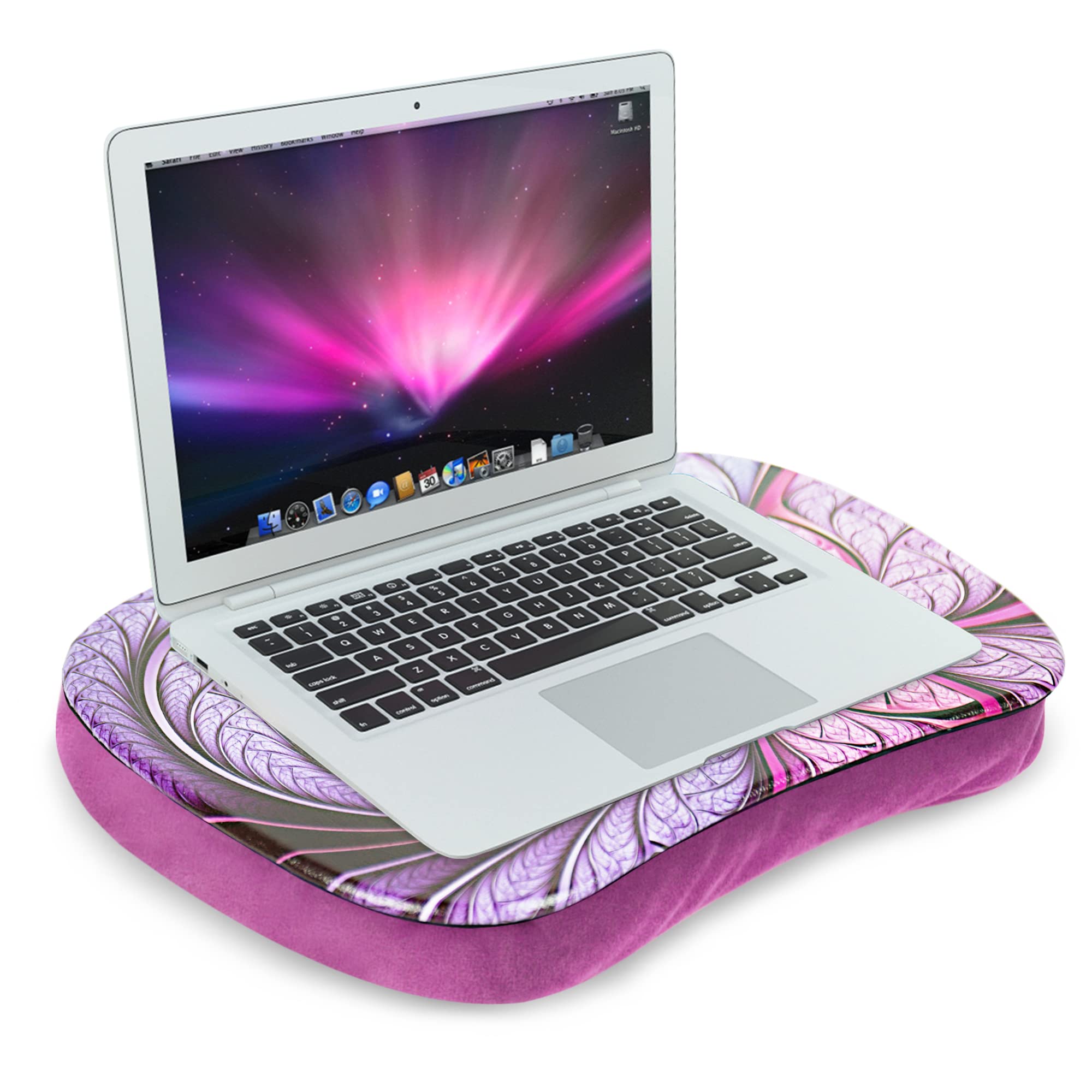Portable Lap Desk with Pillow Cushion for Laptop - Adjustable Laptop Stand for 15.6 Inch Notebook, Tablet & Books - Lightweight Home Office & Student Study Desk (Purple Flower Design) - Perfect for Working in Bed, Couch or Outdoor Use