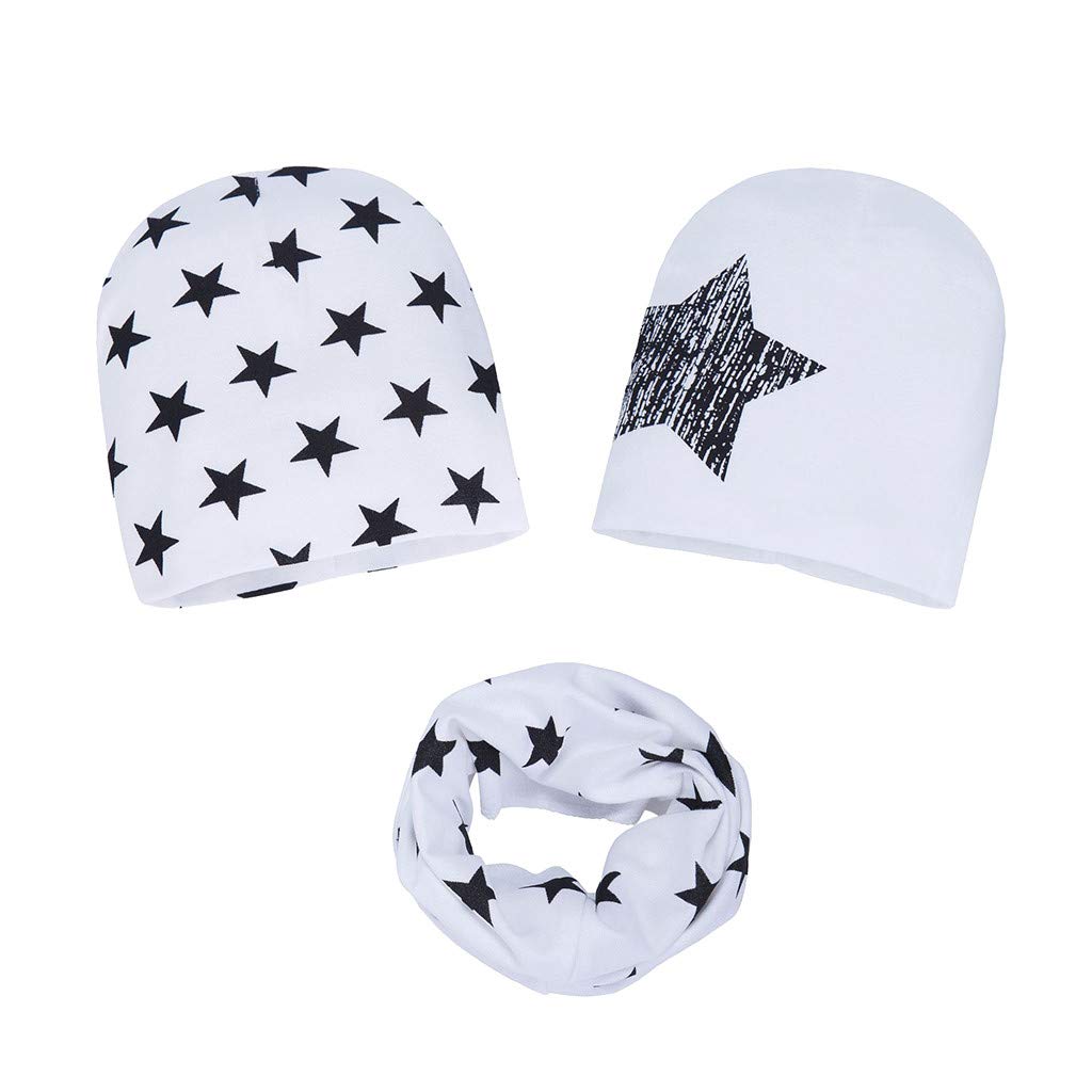Adorable 3-Piece Baby Winter Hat Set with Scarf - Cute Star Print Toddler Caps for Boys & Girls - Warm & Cozy Autumn Accessories for Outdoor Play & Family Photos