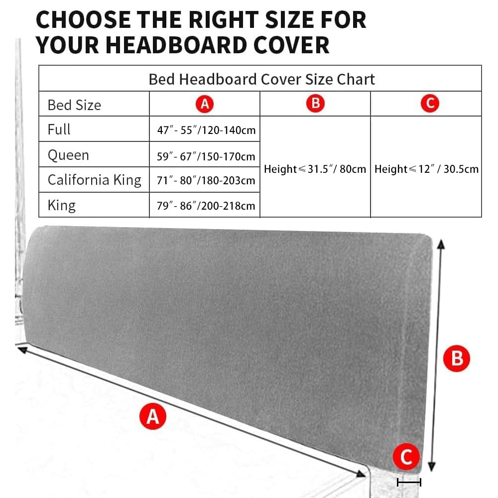 DUJUIKE King Size Headboard Slipcover - Stretchable Velvet Soft Fabric Dustproof Protector for Bedroom (Silver Grey) | Perfect for Modern Home Decor & Bedroom Upgrade