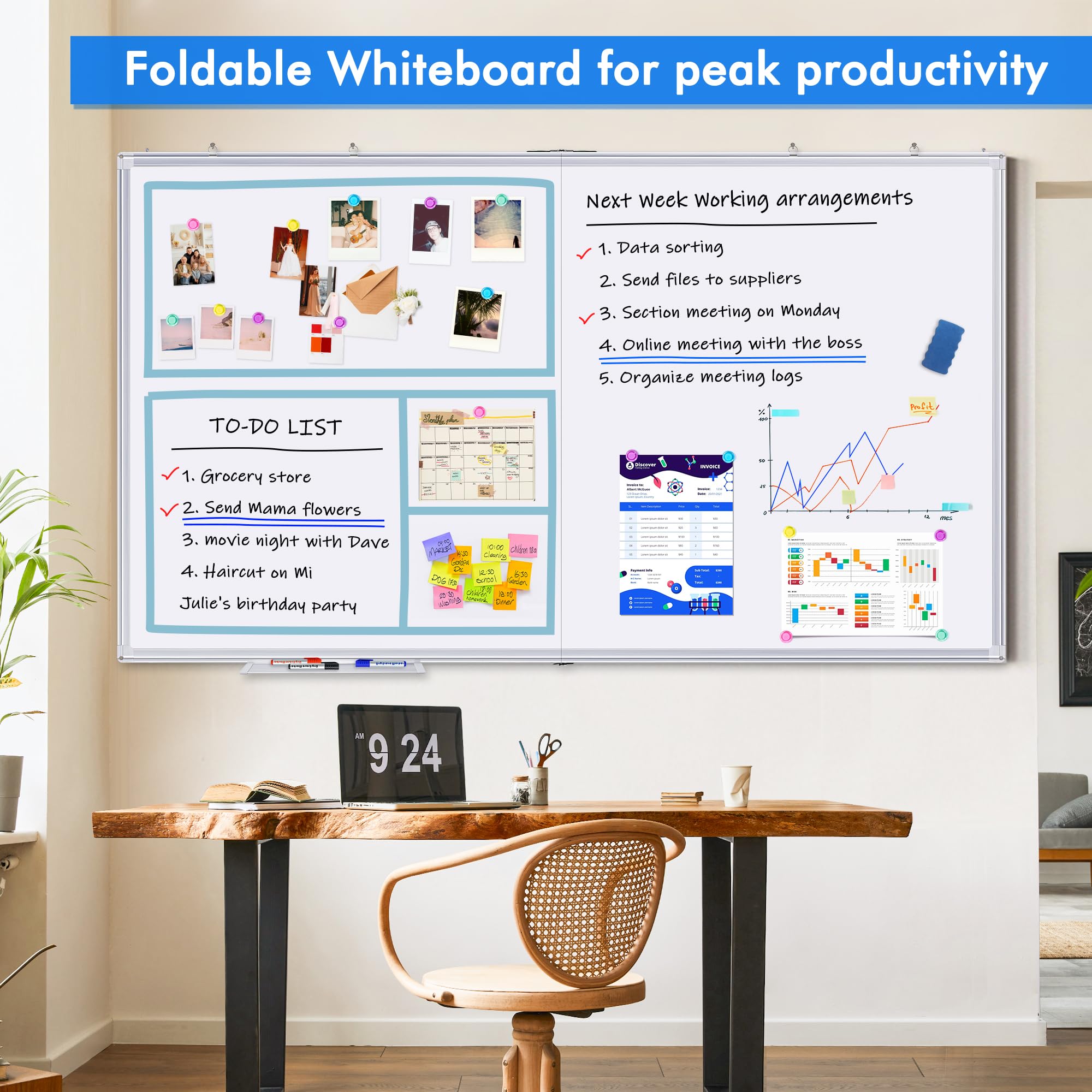 Maxtek 72x40 Large Magnetic Whiteboard - Aluminum Dry Erase Board for Wall Mounting with Pen Tray | Perfect for School Classroom, Office Presentations & Home Organization | Durable Whiteboard for Teaching, Meetings & Creative Planning