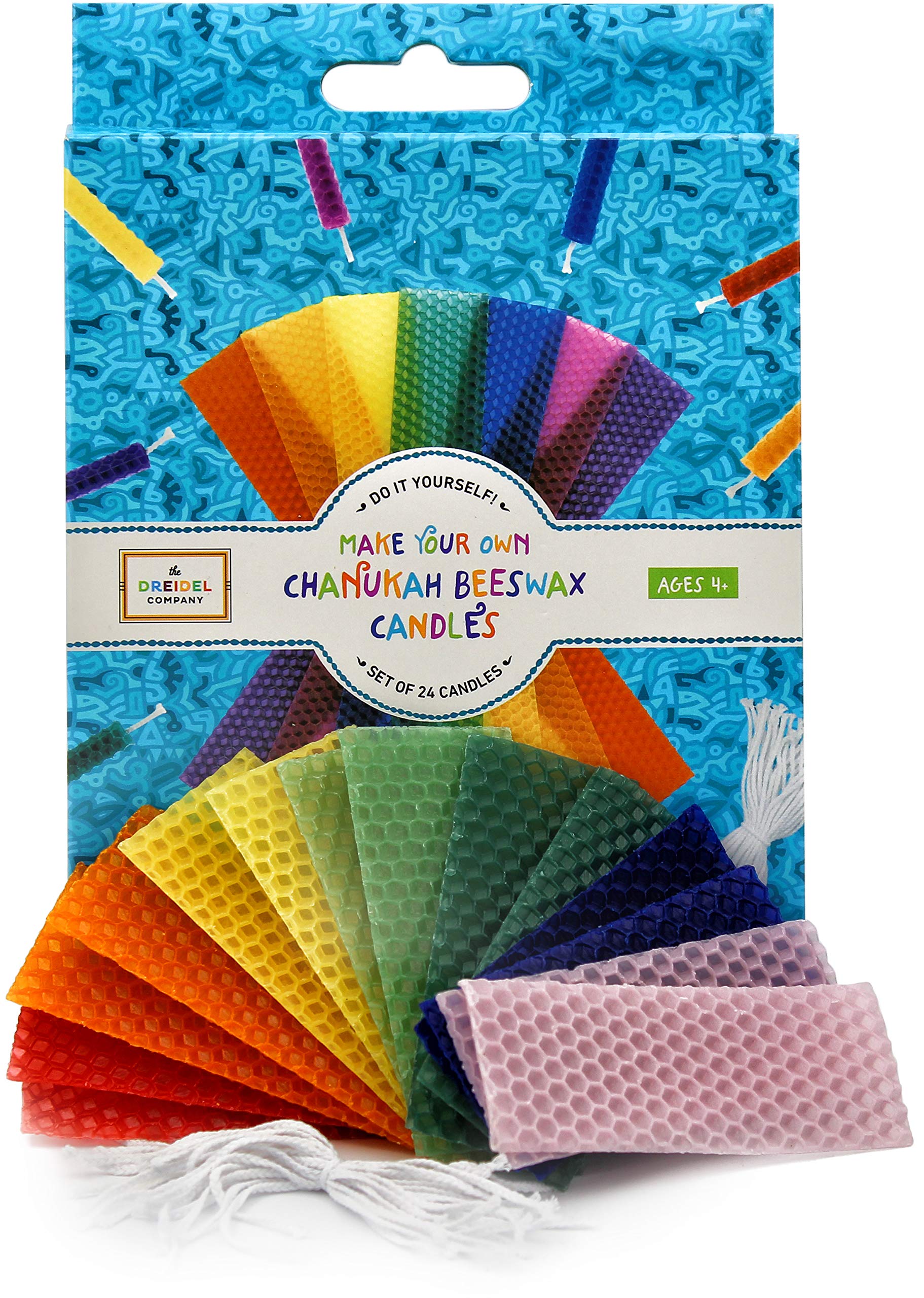 DIY Hanukkah Beeswax Candle Making Kit - Complete Starter Set for 24 Handmade Chanukah Candles | Perfect for Jewish Holidays, Home Decor & Gift Giving