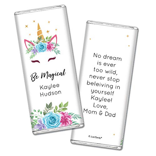 Custom Unicorn Themed Chocolate Bars for Kids Birthday Party Favors - 36 Pack | Perfect for Birthday Celebrations, Baby Showers & Special Events