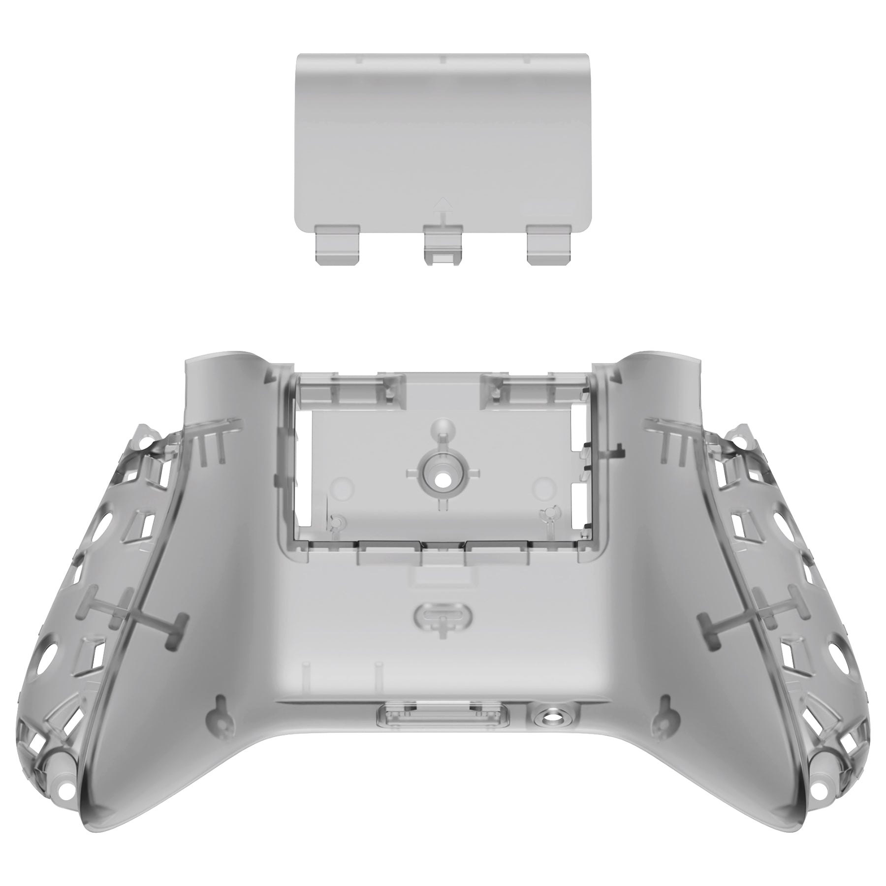 eXtremeRate Clear Black Custom Bottom Shell with Battery Cover for Xbox Series S/X Controller - DIY Replacement Backplate for Xbox Core Controller Model 1914 (Controller & Side Rails Not Included) - Perfect for Gaming Enthusiasts & Custom Mods
