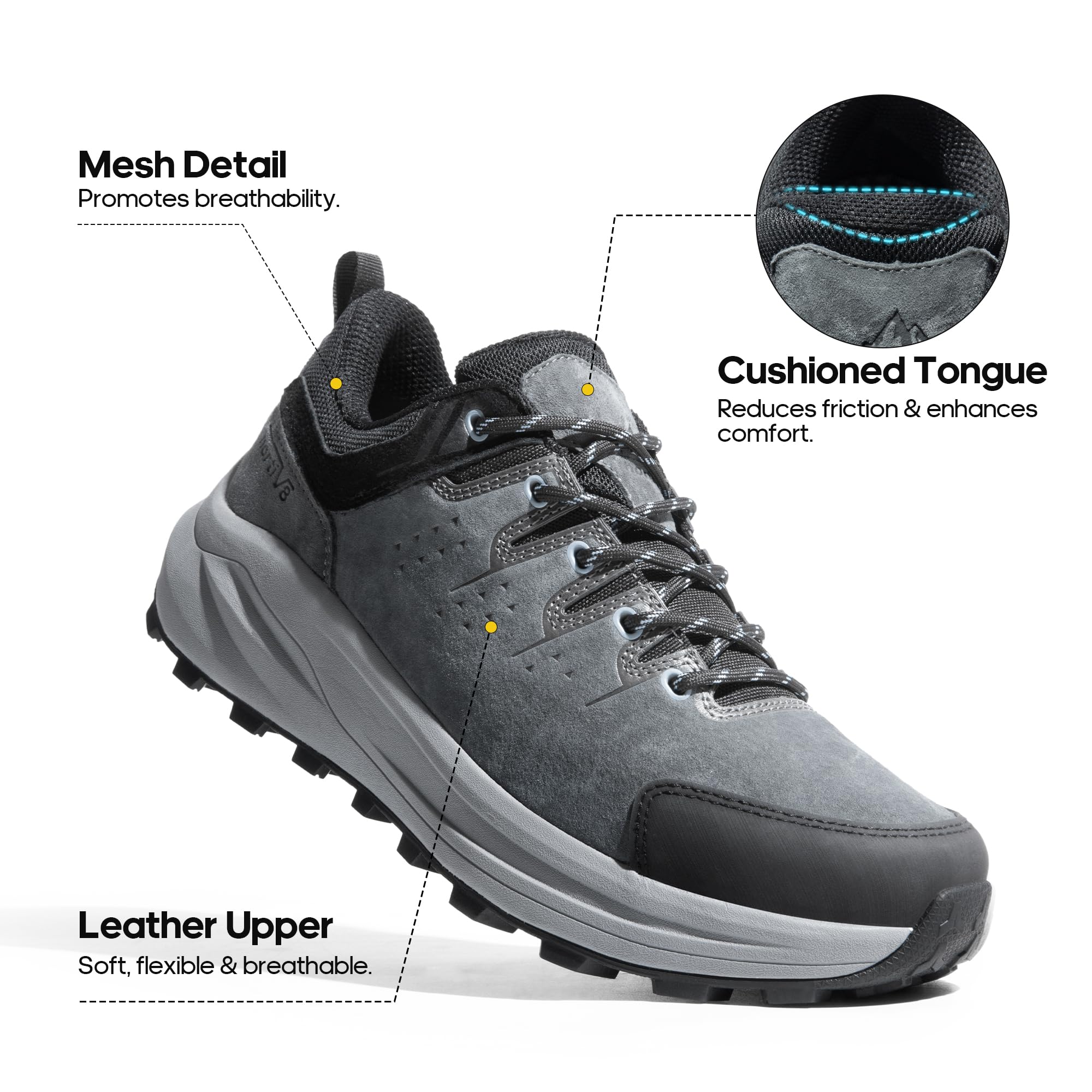 NORTIV 8 Men's Lightweight Breathable Hiking Shoes - Non-Slip Trekking & Outdoor Trail Shoes for Hiking, Camping & Mountain Adventures