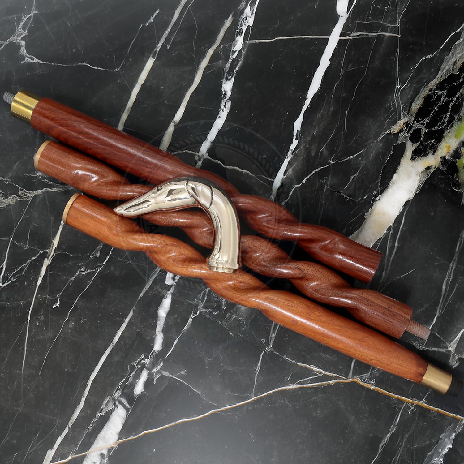 Premium Aluminum & Brass Decorative Rosewood Walking Cane - Full Size Adjustable Walking Stick for Men & Women - Ideal for Hiking, Fashion Accessory & Elderly Support