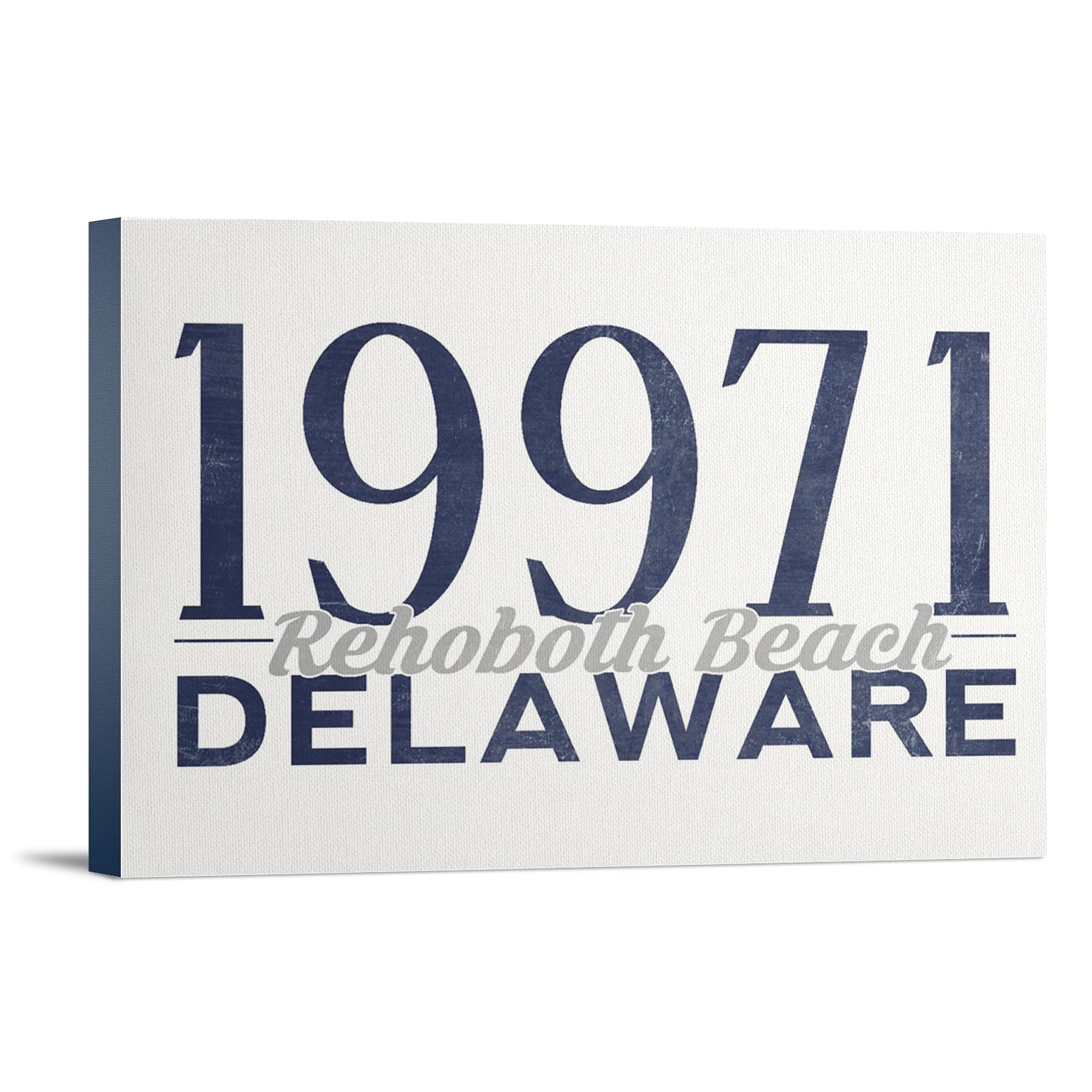 Lantern Press Rehoboth Beach Delaware 19971 Zip Code Blue 16x24 Wrapped Canvas - Coastal Wall Art Decor for Living Room, Bedroom & Office