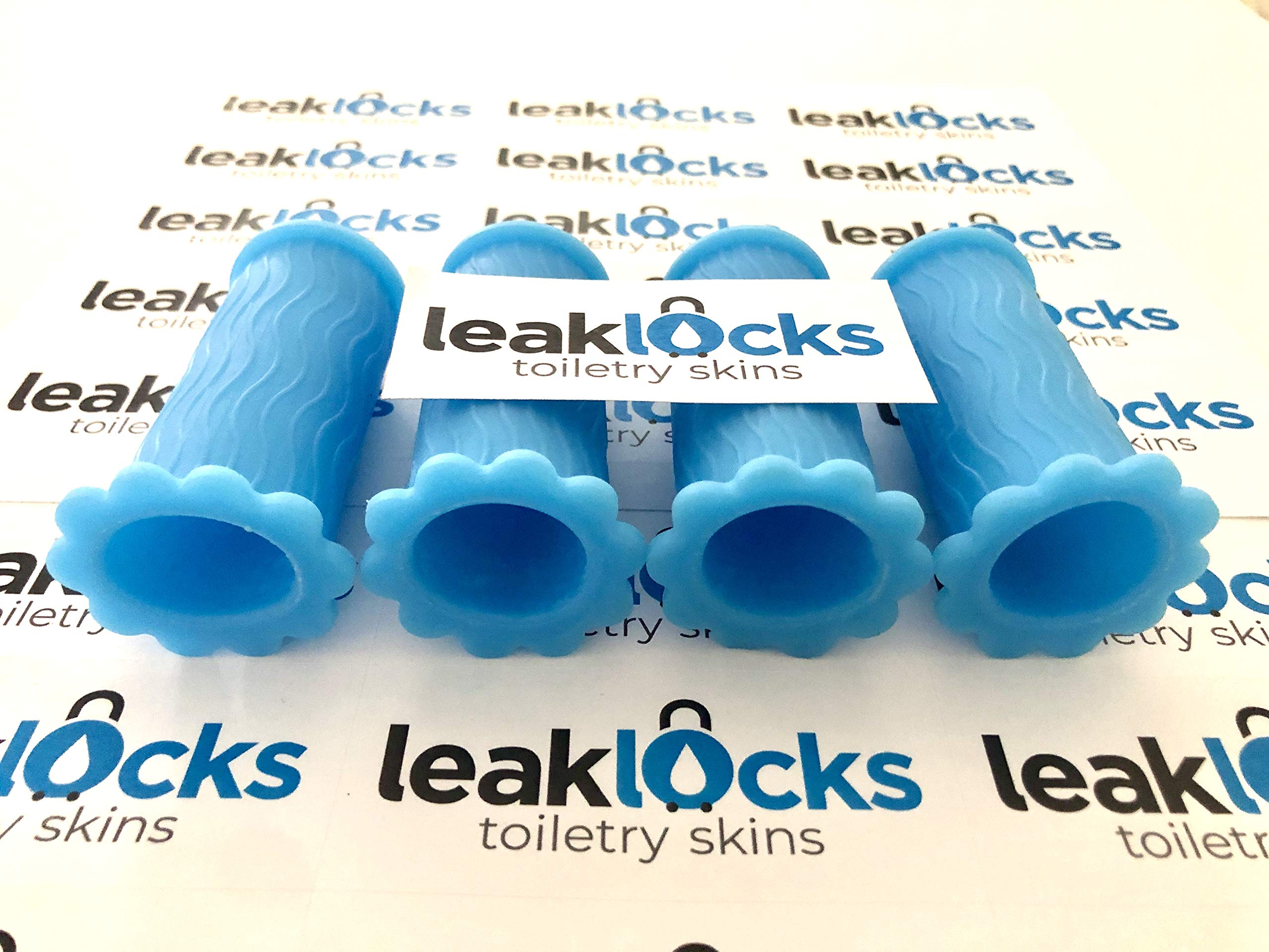 LeakLocks® Toiletry Skins™ Elastic Sleeve - Leak Proof Travel Container Cover for Standard & Travel Size Toiletries | Reusable Luggage Accessory for Suitcase, Carry-on & Travel Bags | Perfect for Airplane Trips, Camping & Business Travel