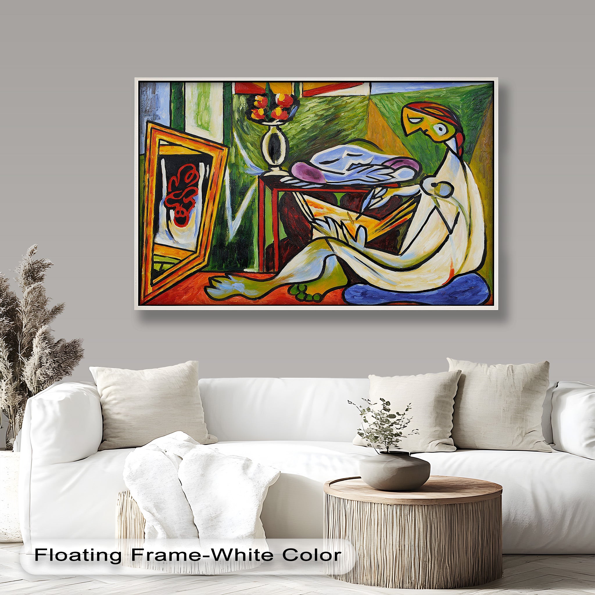 Abstract Interior Scene Picasso Style Oil Painting - Handmade Wall Art for Living Room, Bedroom & Office Decor