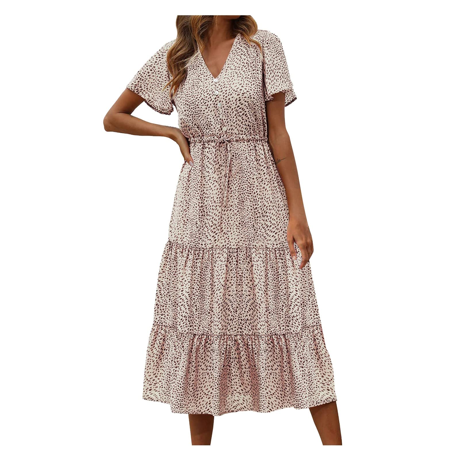 2022 Vintage Floral Print Sleeveless Summer Maxi Dress for Women - Beach Cover Up, Boho Ruffle Tie Dye Dress for Vacation, Party & Casual Wear