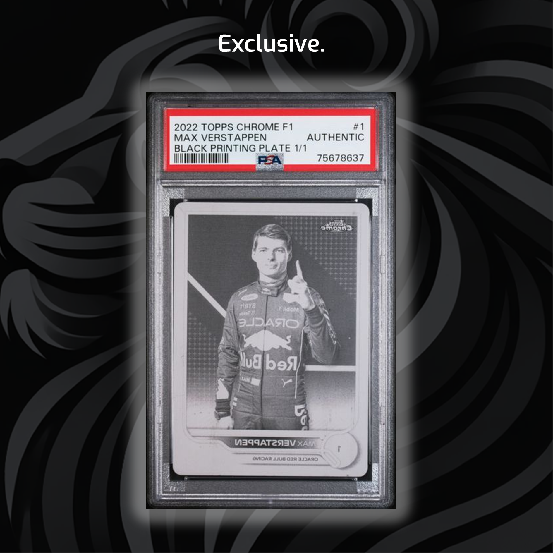 2022 Max Verstappen #1 Chrome Black Printing Plate - Rare 1/1 Collectible for F1 Racing Fans & Sports Memorabilia Enthusiasts