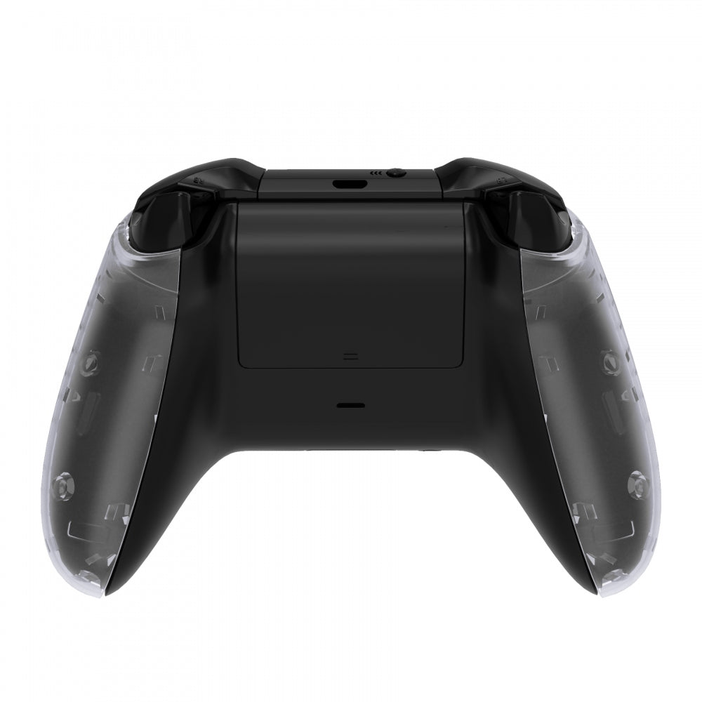 eXtremeRate Clear Transparent Replacement Front Housing Shell with Side Rails Panel for Xbox One X & S Controller (Model 1708) - Perfect for Gaming, Customization & Controller Repair