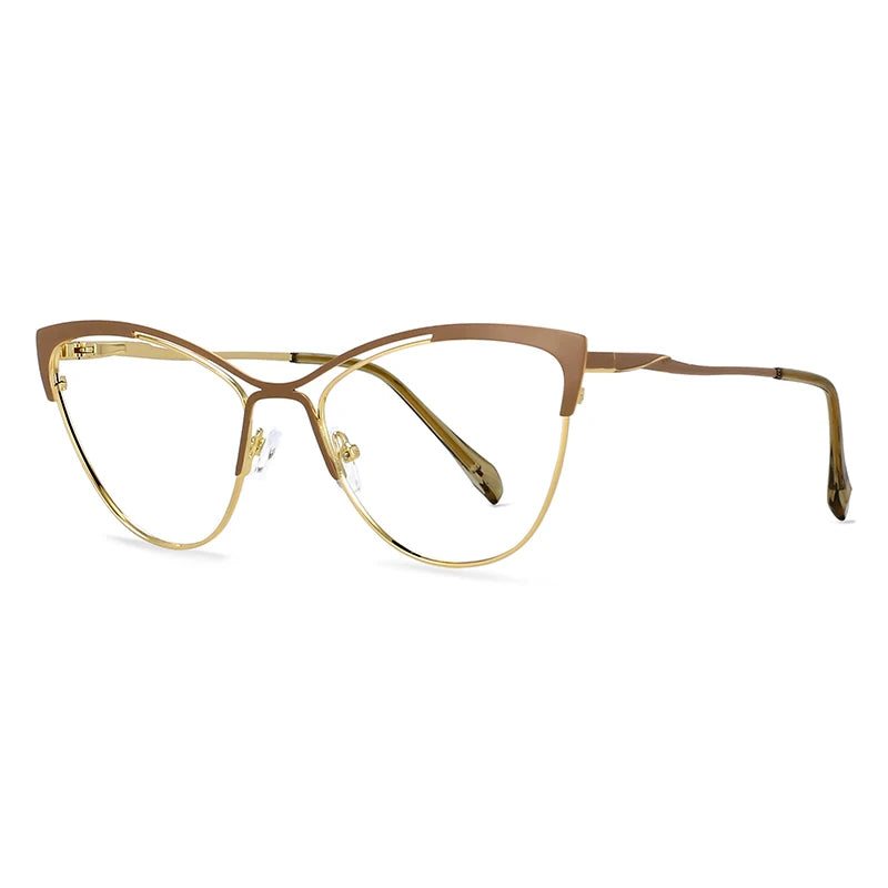 CCspace Women's Full Rim Cat Eye Alloy Eyeglasses Frame 57119 - Stylish Retro Glasses for Women, Lightweight Metal Frame with UV Protection - Perfect for Office, Reading & Fashion Accessories