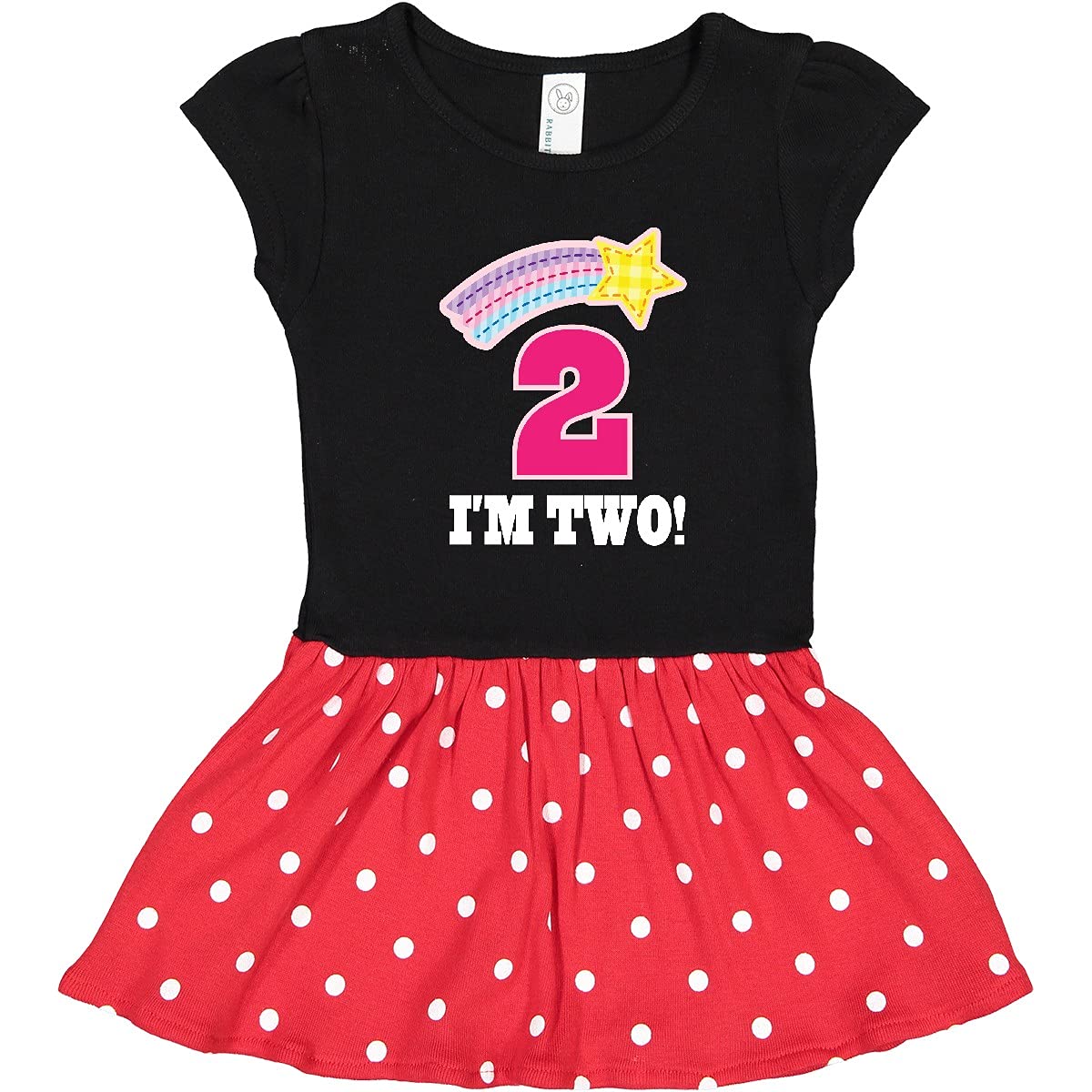 Inktastic 2nd Birthday Outfit - Rainbow Star Toddler Dress for 2 Year Old Girls | Cute Party Dress for Birthday Celebrations, Photoshoots & Special Occasions