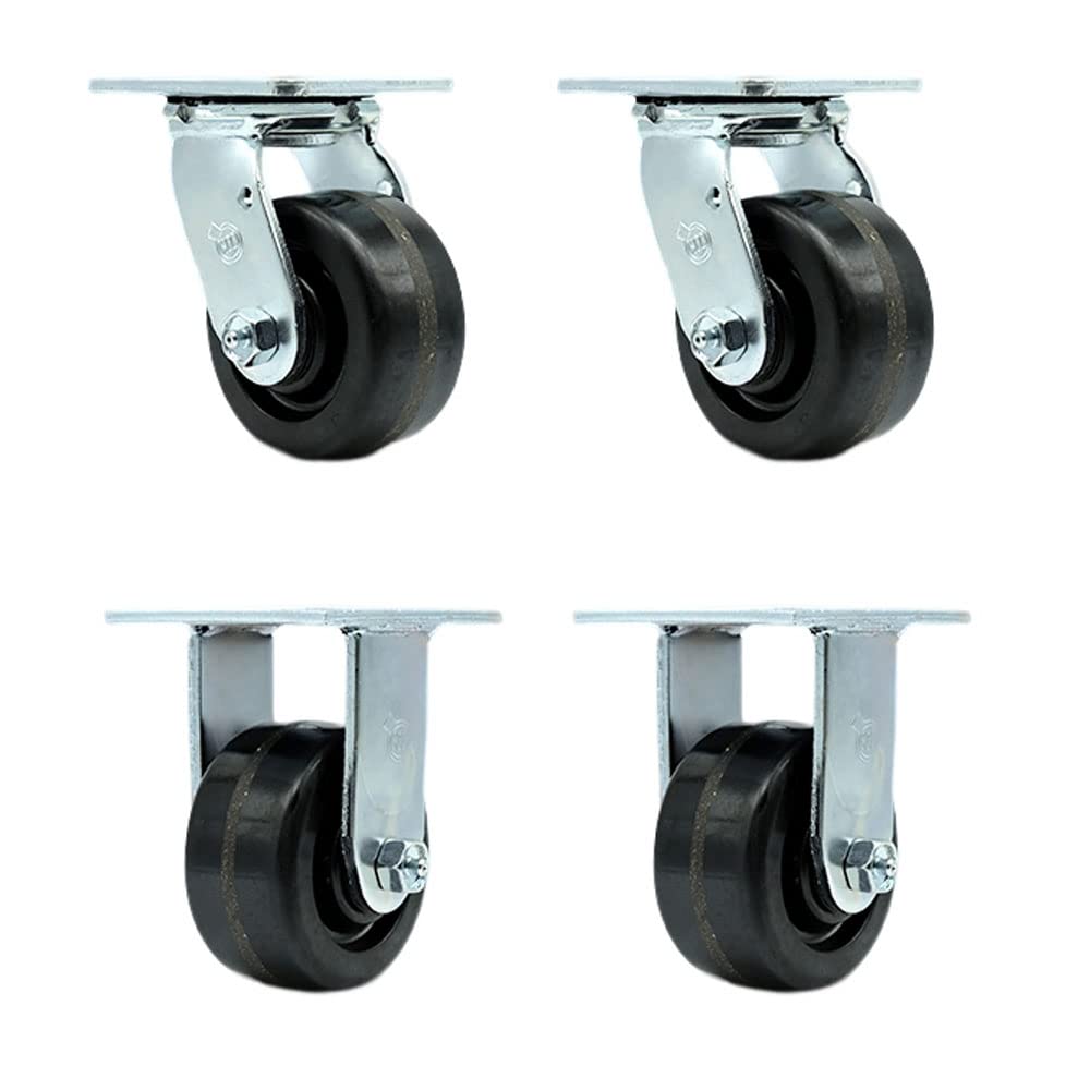 CRSL4 Greenlee GMX Cart Caster Set – Heavy Duty Replacement Wheels for Material Carts – 2 Swivel & 2 Rigid Black Phenolic Casters (Set of 4) – Durable Industrial Casters for Workshop, Warehouse, and Factory Equipment