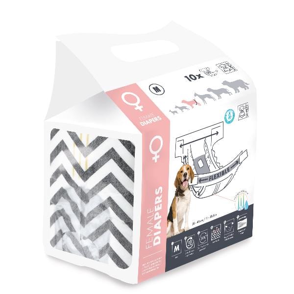 M PETS Female Dog Diapers - Washable & Reusable Pet Diapers for Small to Medium Dogs - Perfect for Incontinence, Heat Cycles, and Travel Use