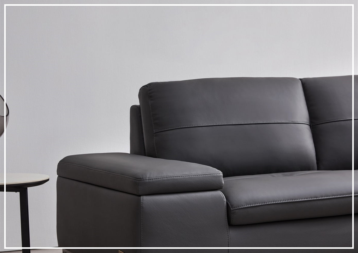 Gio Italia Decker L-Shaped Italian Leather Sectional Sofa - Modern Luxury Living Room Furniture for Home & Office Comfort