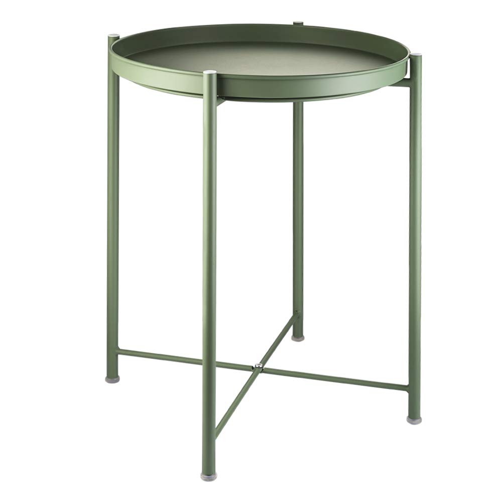 EKNITEY Small Side End Table - Metal Side Table with Removable Tray, Waterproof for Indoor & Outdoor Use - Perfect for Living Room, Bedroom, Balcony, Office, and Patio Decor
