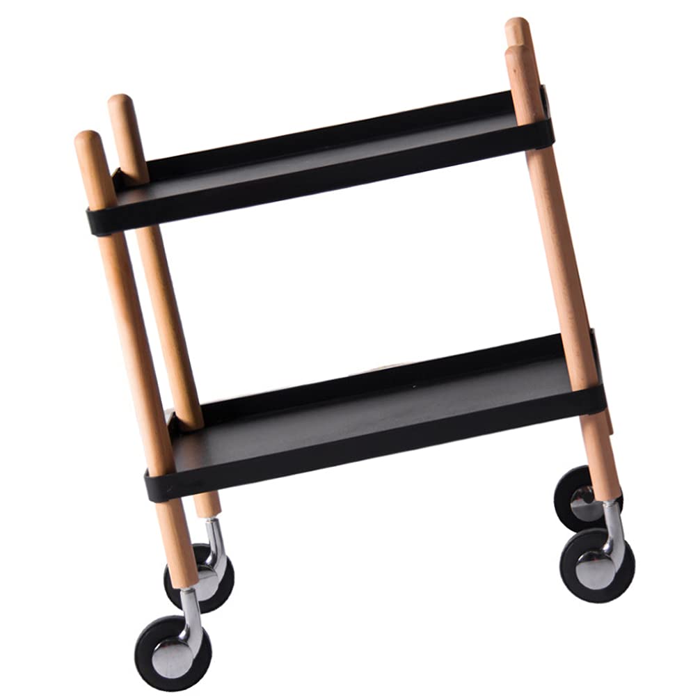 2-Tier Rolling Utility Cart with Wheels - Mobile Storage Organizer for Kitchen, Bathroom & Office - Cabilock Storage Trolley with Shelves & Basket - Perfect for Home Organization, Grocery Shopping & Service Use