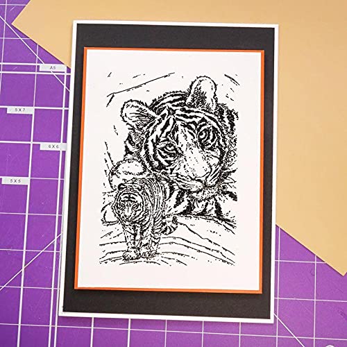 Courageous Tiger A6 Stamp Set for Card Making, Scrapbooking & DIY Crafts - Premium Rubber Stamps for Handmade Greeting Cards, Invitations & Art Journals