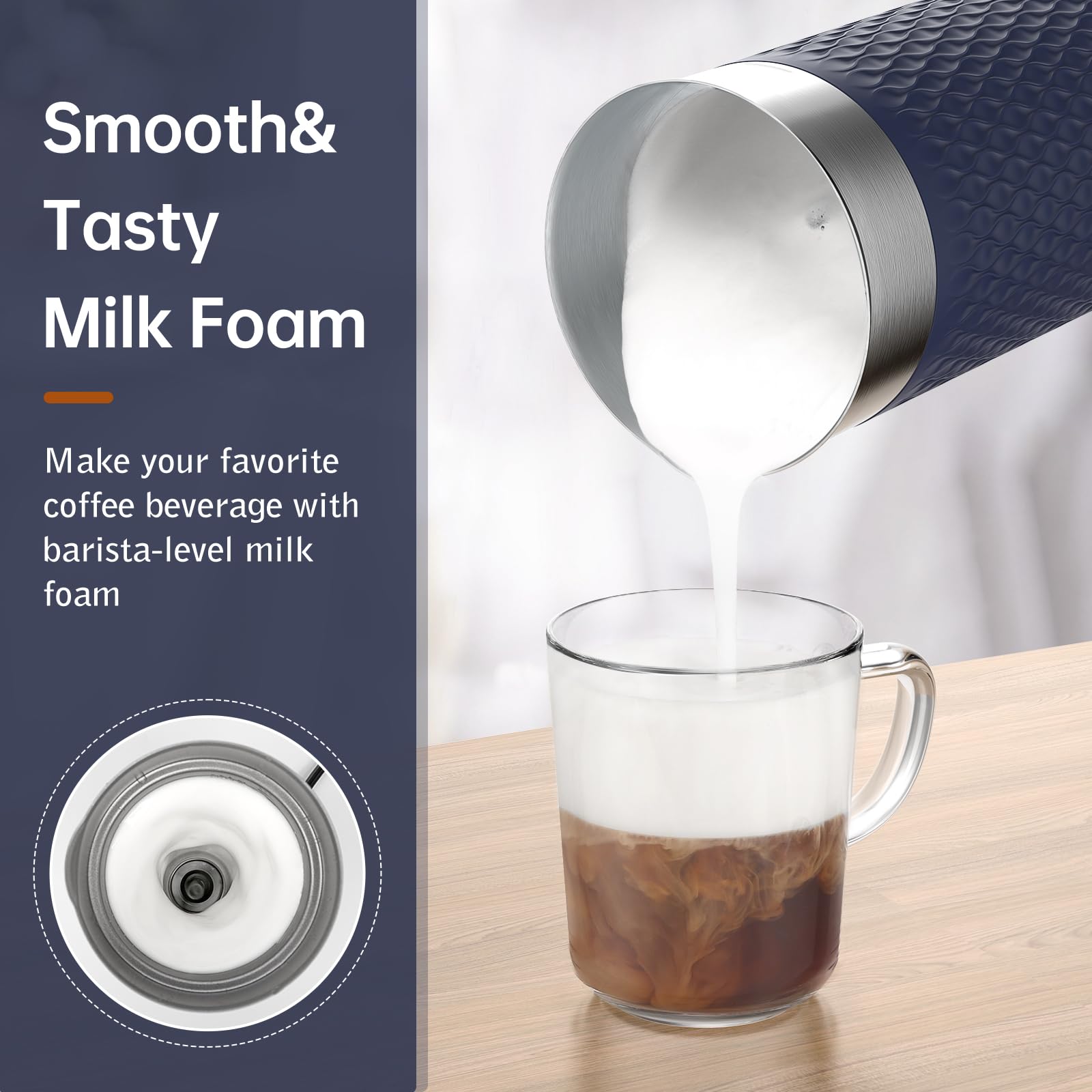 SIMPLETASTE 4-in-1 Electric Milk Frother & Steamer - Automatic Hot & Cold Foam Maker for Latte, Cappuccino, Macchiato - Perfect for Home Coffee Bars & Office Use