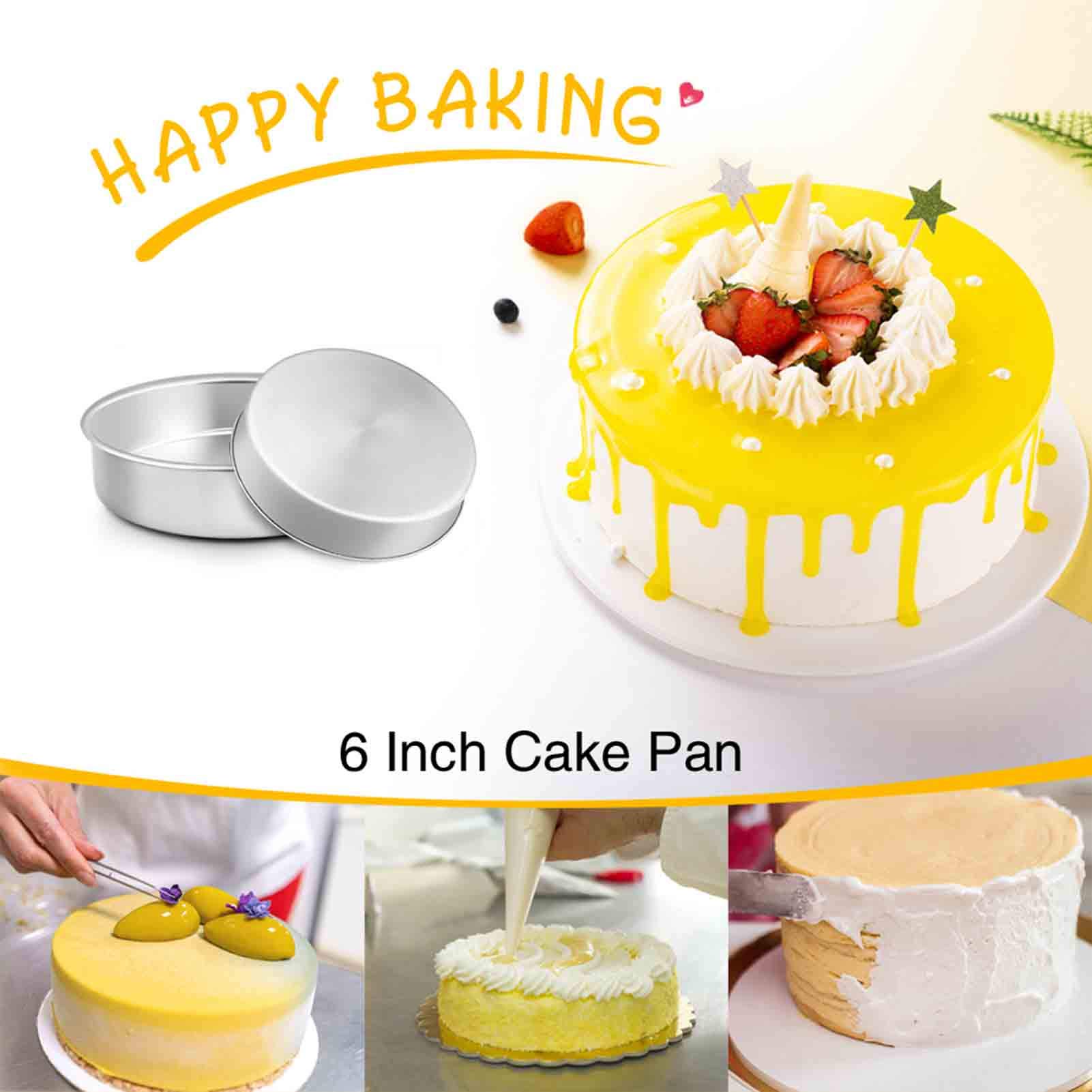TeamFar 6 Inch Round Cake Pan Set - 6-Piece Stainless Steel Baking Pans for Cakes, Steaming & Serving | Oven, Pressure Cooker & Air Fryer Safe | Heavy Duty, Healthy & Easy Clean | Dishwasher Safe | Perfect for Birthday Cakes, Cupcakes & Dessert Baking