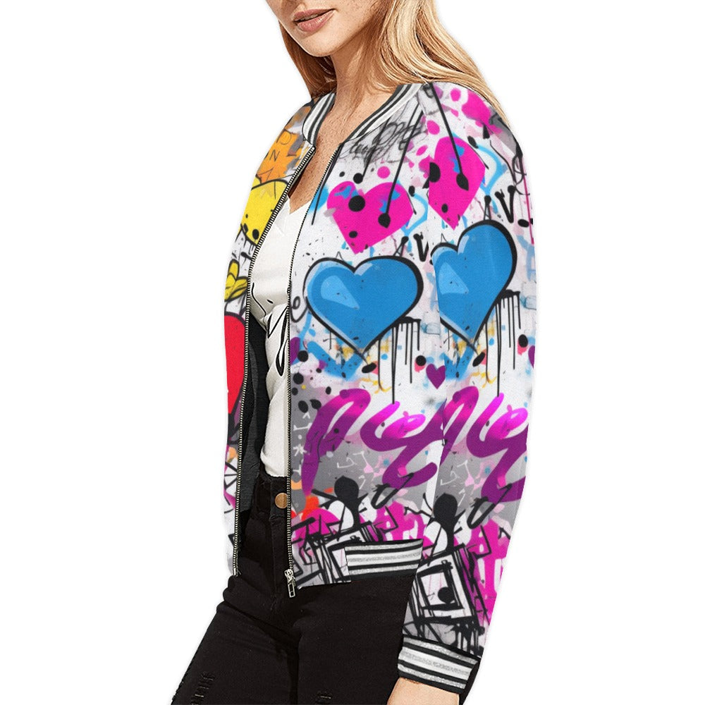Graffiti Love Design Stripe Jacket for Men & Women | Urban Streetwear Fashion | Perfect for Street Style, Art Lovers & Night Out