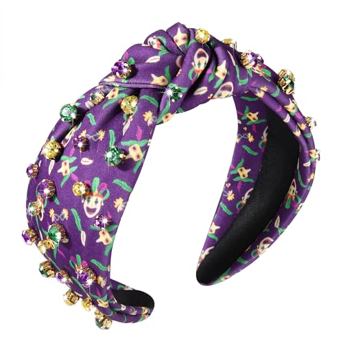 rhinestone Mardi gras hairband purple