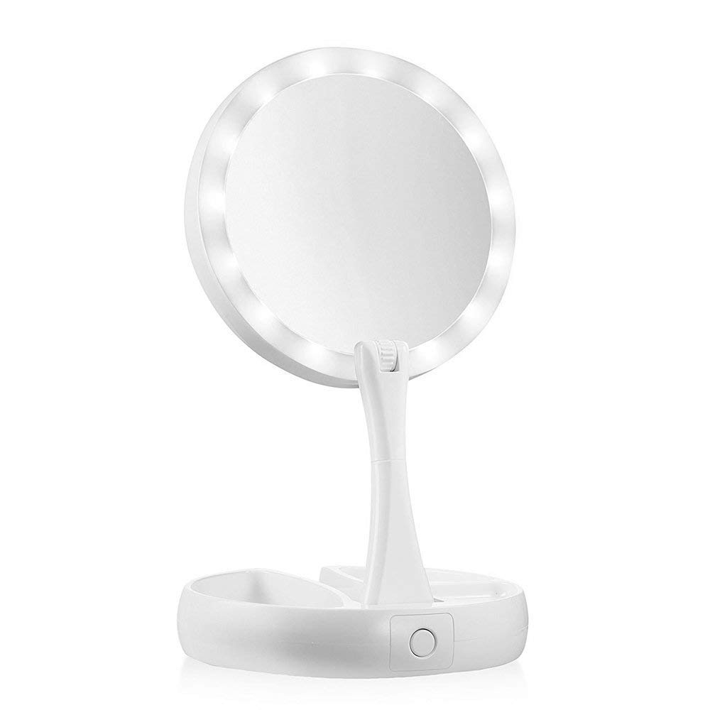 Taran Dual-Sided LED Makeup Mirror with 10X Magnification - USB Powered Vanity Mirror with Storage Box for Women | Perfect for Home Dressing Table, Professional Salon & Travel Beauty Kit