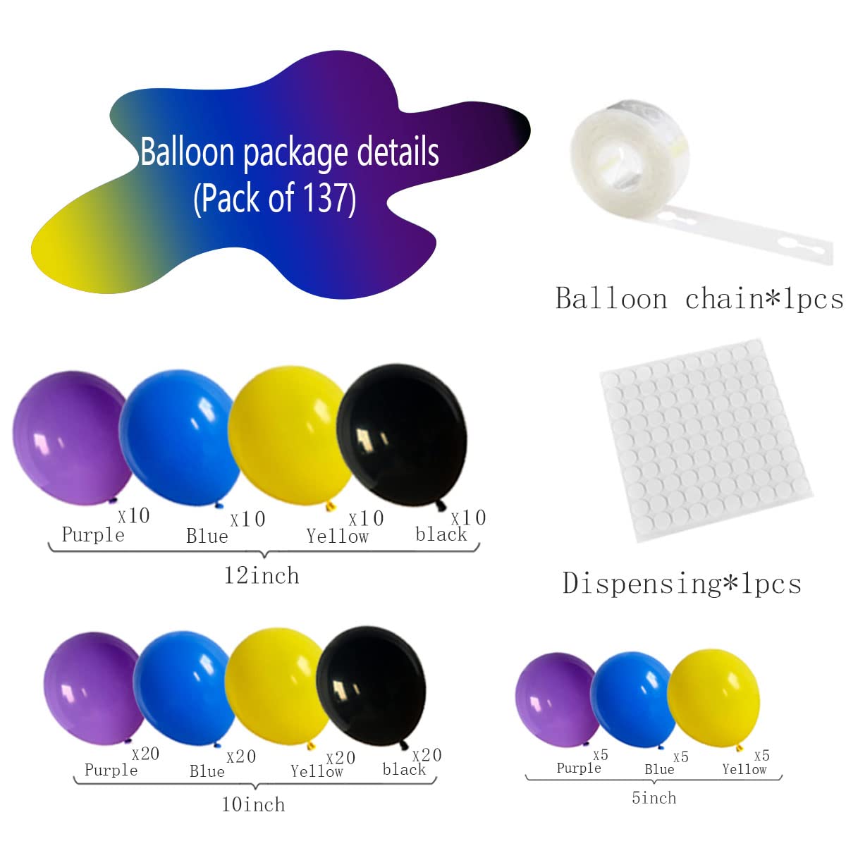 137PCS Video Gaming Balloon Garland Arch Kit - Purple, Blue, Yellow & Black Balloons for Birthday, Graduation Decor | Perfect for Anime, Gamer Parties & Teen Celebrations