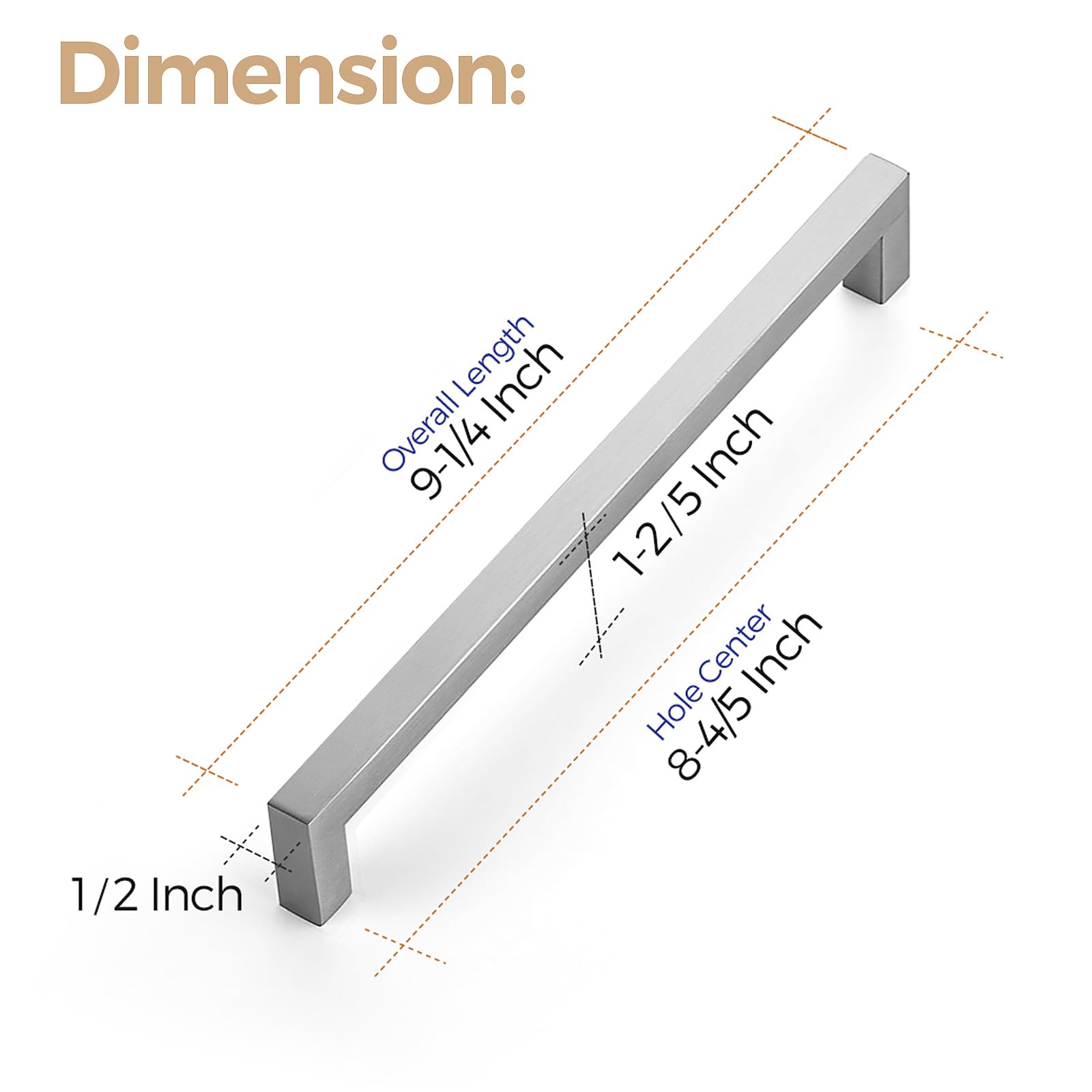 Ravinte 8-4/5 Inch Satin Nickel Cabinet Pulls - 1 Pack Square Kitchen Cabinet Handles, Brushed Nickel Drawer Pulls for Cabinets & Cupboards - Durable Kitchen Hardware for Modern & Farmhouse Style Homes