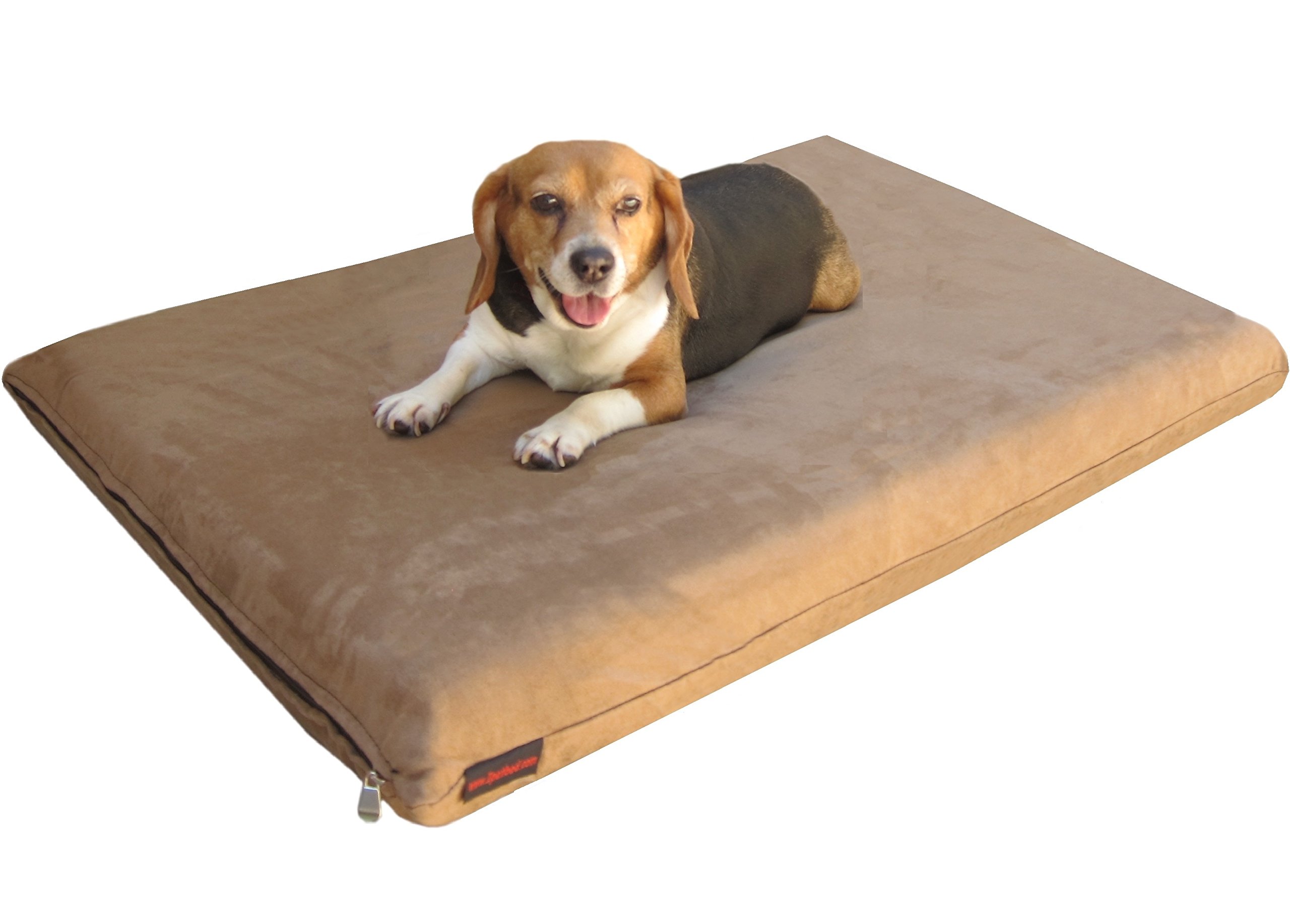 2 Pack Gel Cooling Memory Foam Dog Bed for Large Dogs - Waterproof Inner Cover, Microsuede Brown (45x27x3 Inches) - Orthopedic Support for Arthritis & Joint Pain Relief - Perfect for Kennels, Crates & Home Use