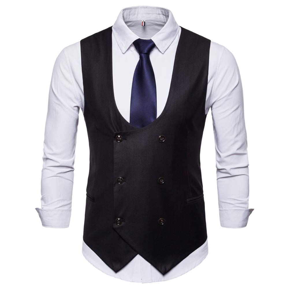 Premium Slim Fit Men's Dress Vest - Formal Button Down Waistcoat for Weddings, Business & Special Occasions