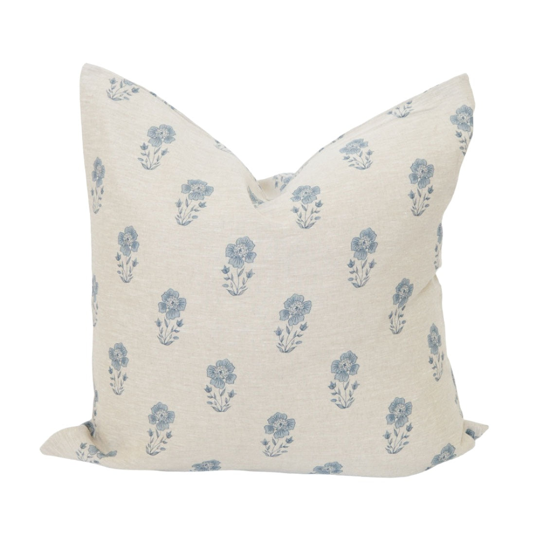 Signature Linen Petite Blue Floral Pillow Cover - Decorative Throw Pillow Case for Sofa, Bedroom & Living Room - Home Decor Accent Cushion Cover