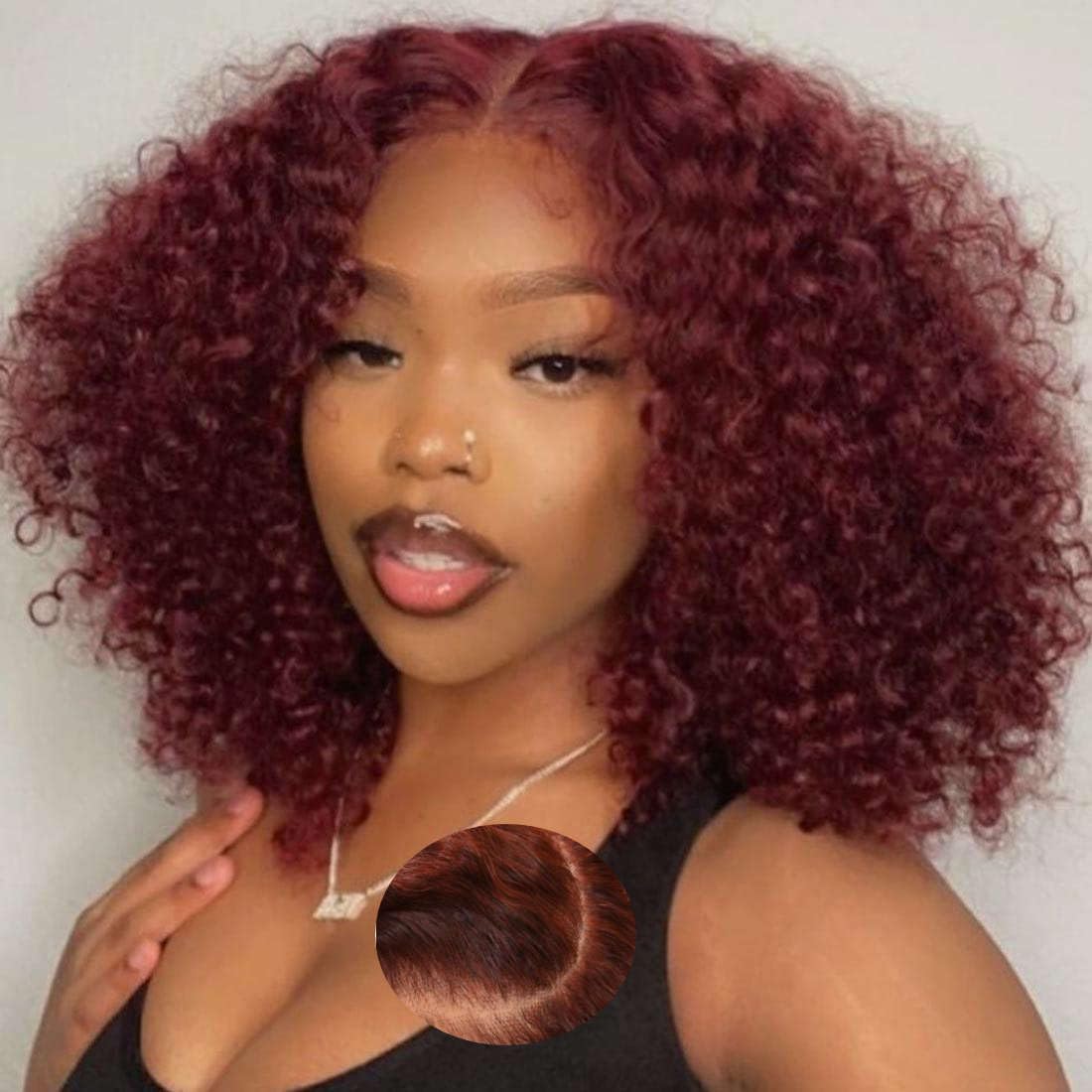 Beauty Forever 12 Inch Curly Glueless Human Hair Wig - 7x5 Bye Bye Knots Wear & Go Bob Wig in Reddish Brown 33B | Pre Plucked HD Lace Short Curly Wig for Women (150% Density) - Perfect for Daily Wear, Cosplay & Special Occasions