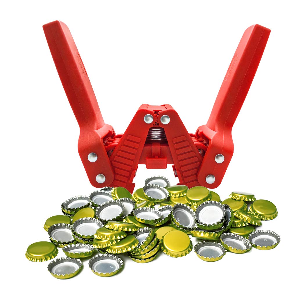 Manual Bottle Capper Tool - Double Lever Hand Capper with 144 Beer Bottle Caps for Home Brewing, Bottle Sealer | Perfect for Craft Beer, Wine & Soda Making (Bottle Capper-1)