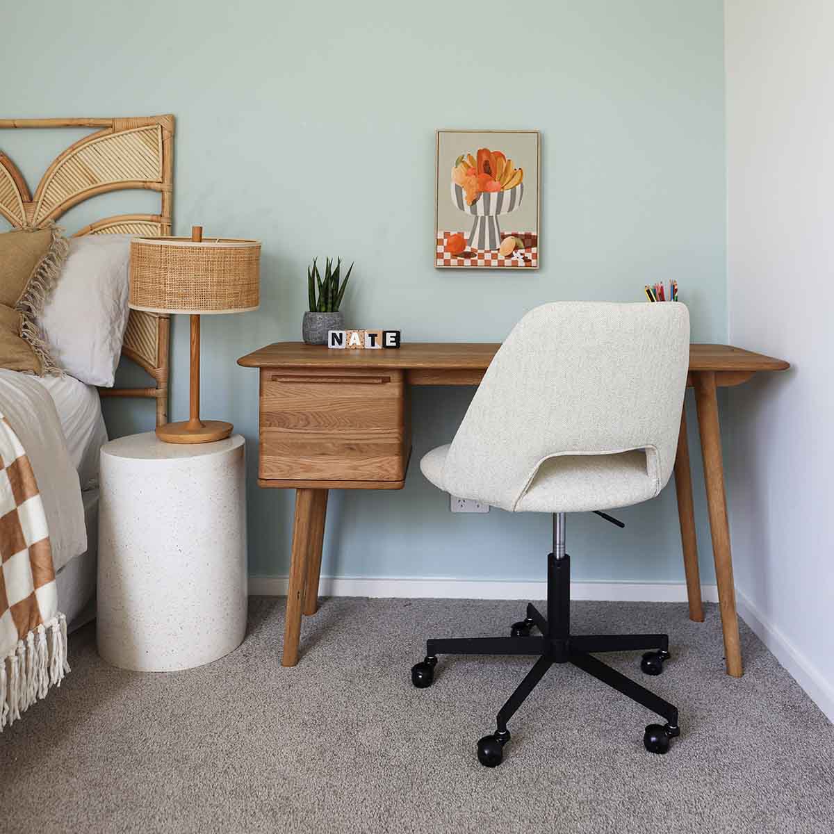 Lancaster Desk - Modern Home Office Desk with Storage, Wooden Writing Desk for Small Spaces | Perfect for Remote Work, Study & Home Office Setup