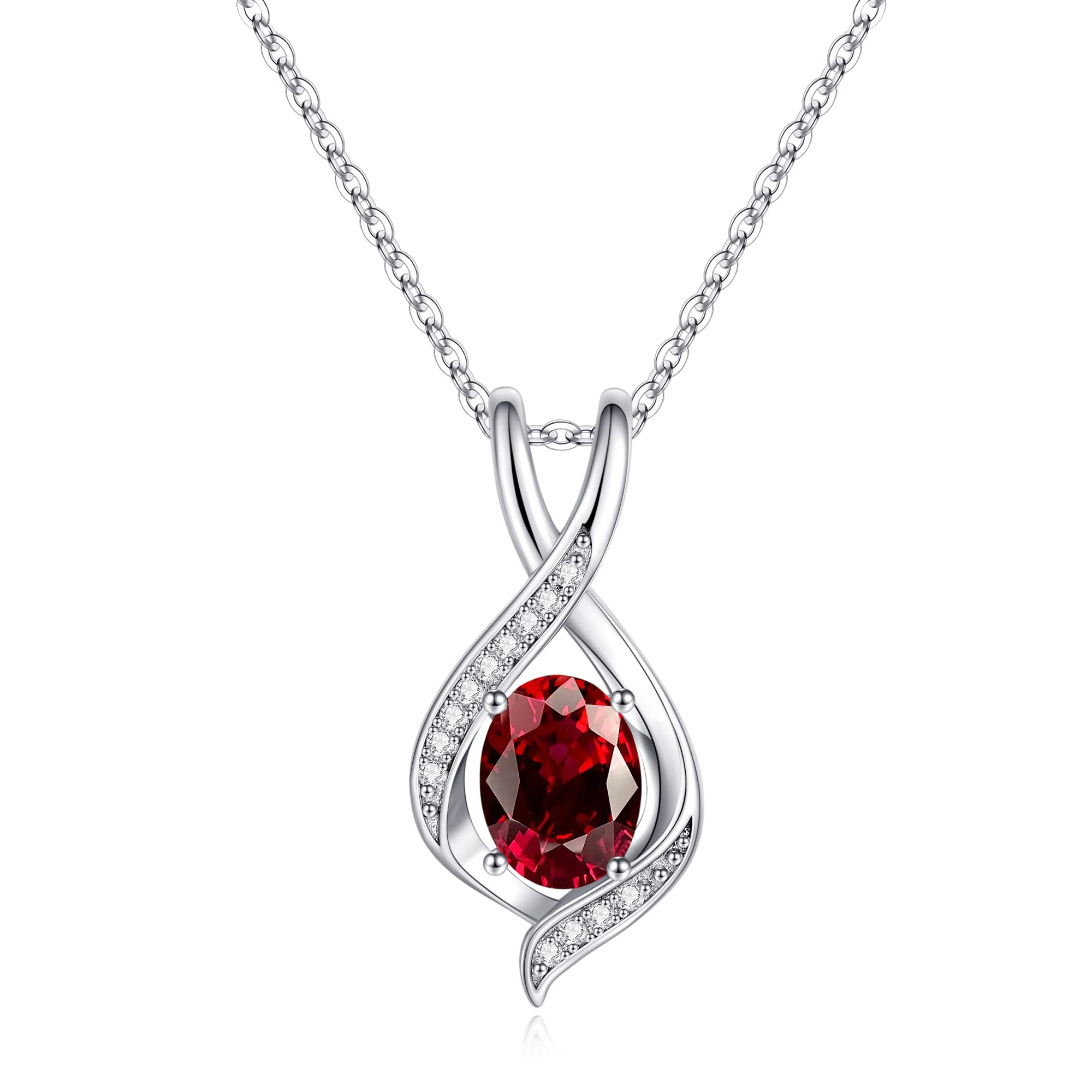 SMILEST Oval Sparkle Birthstone Pendant Necklace - 925 Sterling Silver Gemstone Jewelry for Women | Perfect Anniversary, Birthday Gift for Wife, Girlfriend, Mom & Grandma | Elegant Everyday Wear & Special Occasion Jewelry