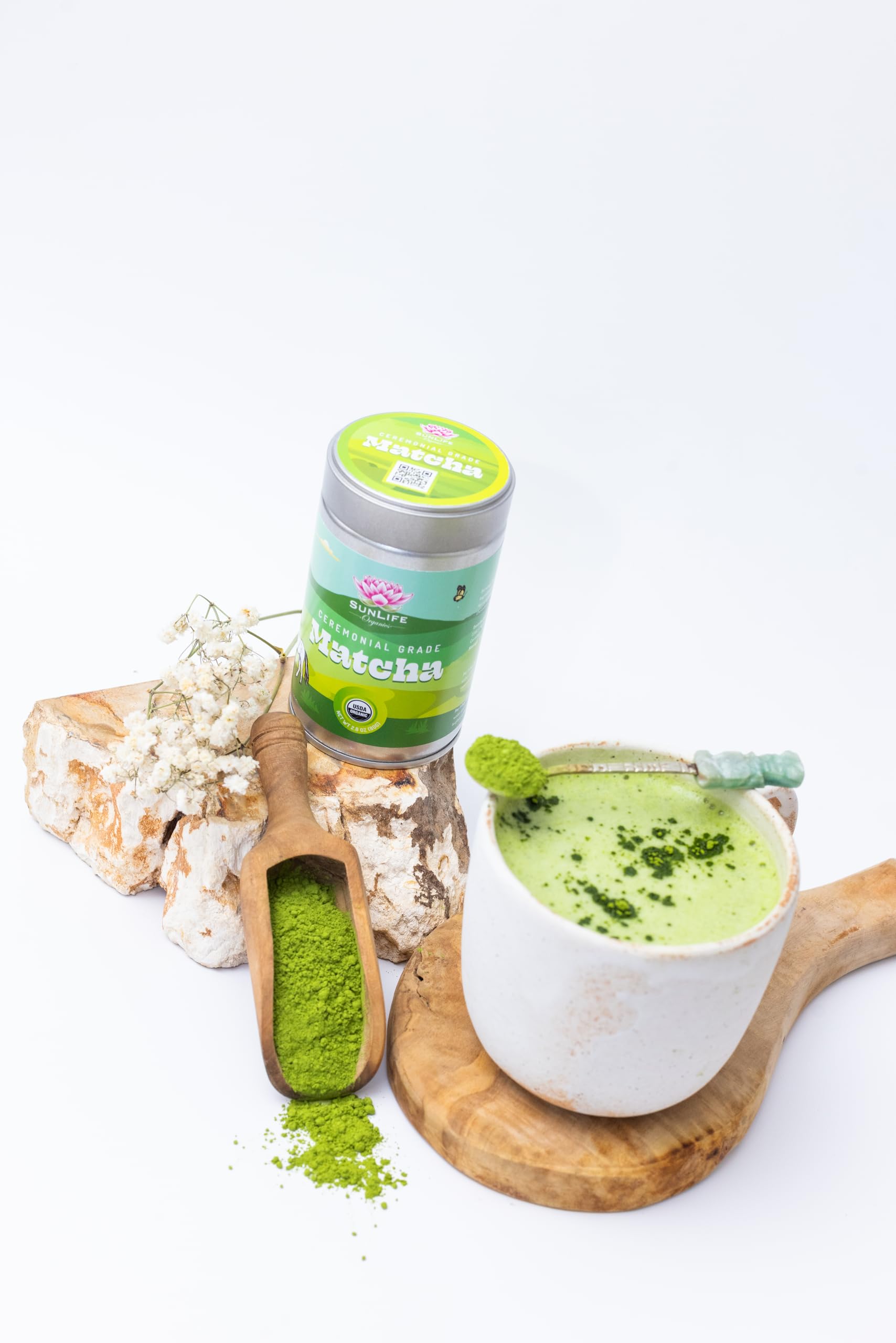 Sunlife Organics USDA Organic Matcha Green Tea Powder (80g) - Premium Japanese Culinary & Ceremonial Grade Matcha - For Lattes, Baking & Traditional Tea Ceremonies