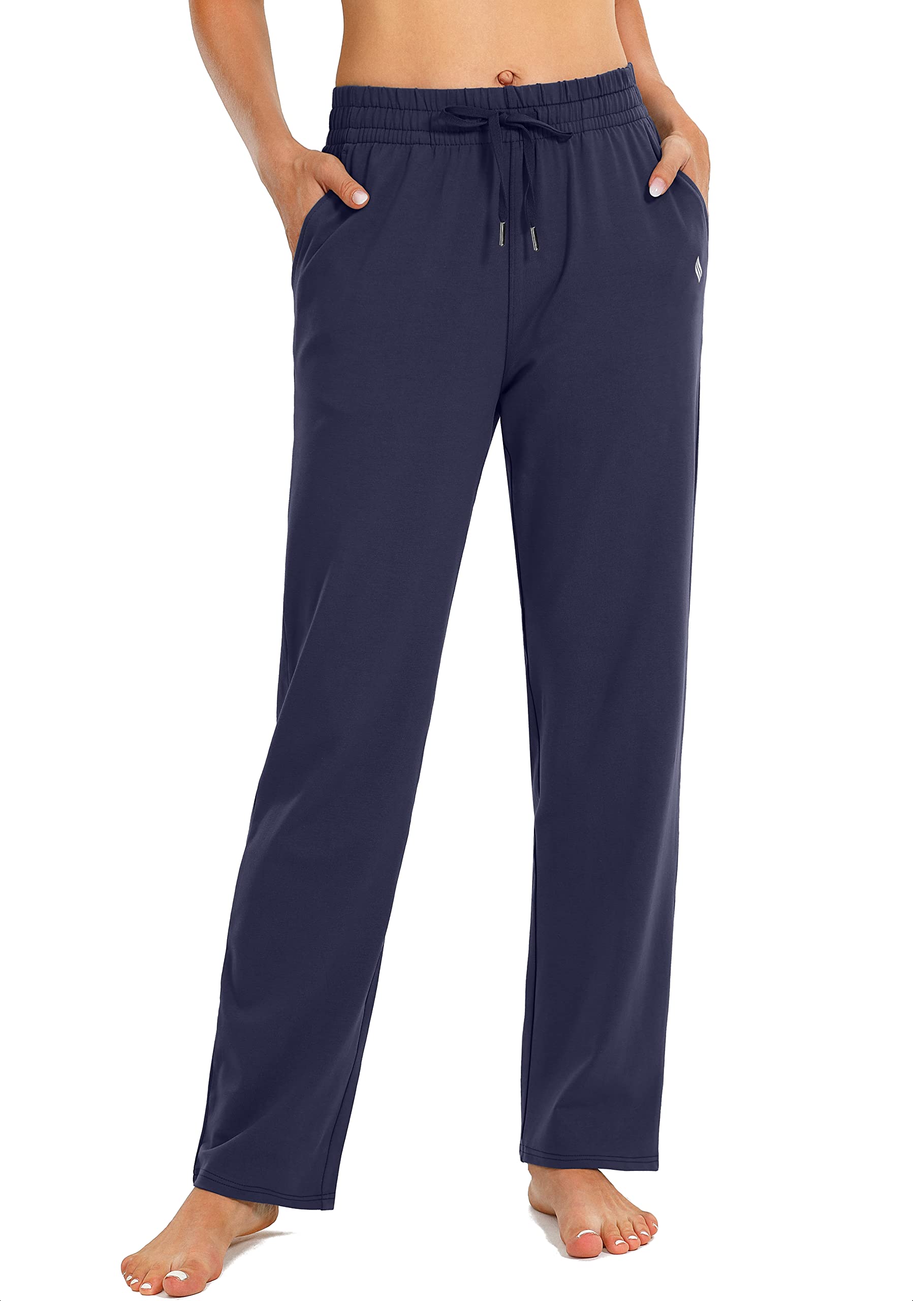 SANTINY Women's High Waisted Cotton Sweatpants - Soft Lounge Yoga Pants with Pockets for Workout, Running & Casual Wear | Comfortable Open Bottom Sweatpants for Women | Perfect for Home, Gym & Travel
