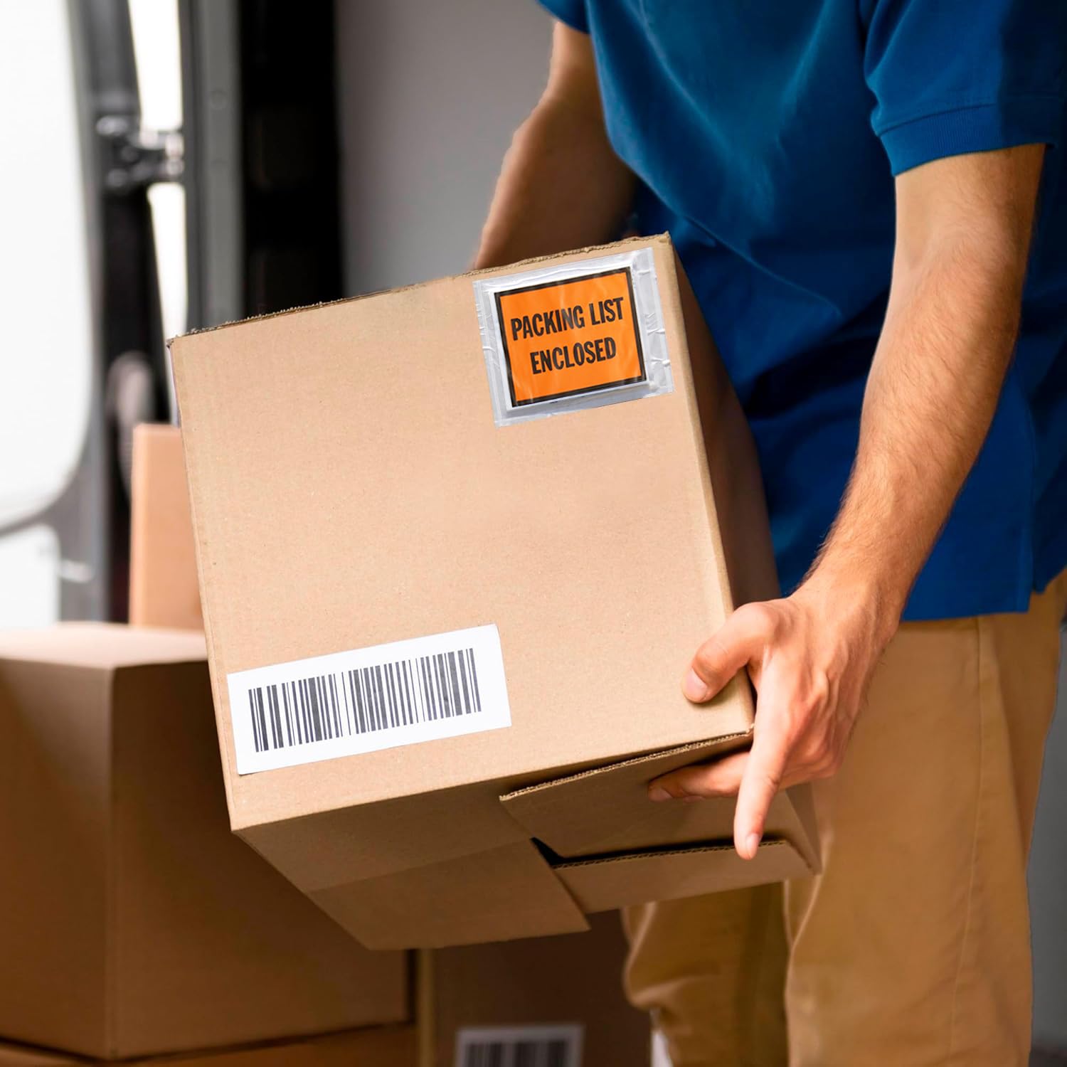 PSBM 2,000-Pack 10x5.5 Inch Full Face Printed Shipping Envelopes - Orange/Black Invoice & Packing Slip Pouches for Ecommerce, Business Mail, and Document Organization
