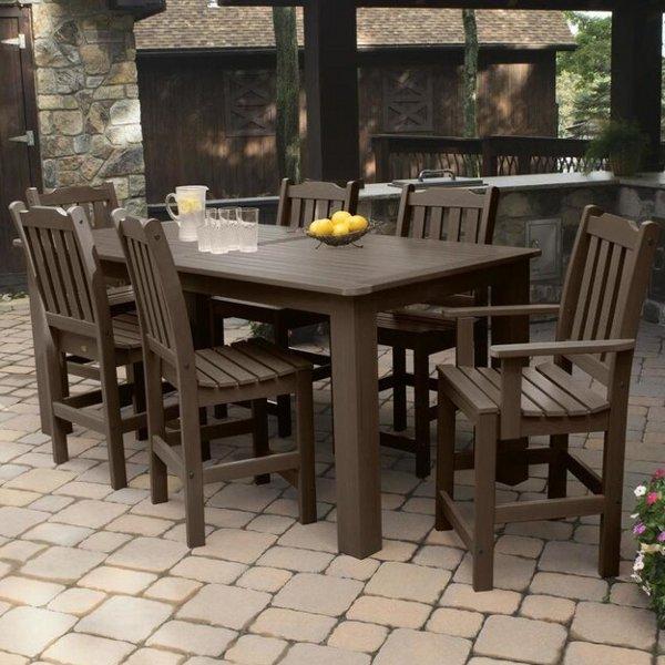 Lehigh 7-Piece Rectangular Counter Height Outdoor Dining Set - Patio, Garden, Backyard Furniture for Dining & Entertaining
