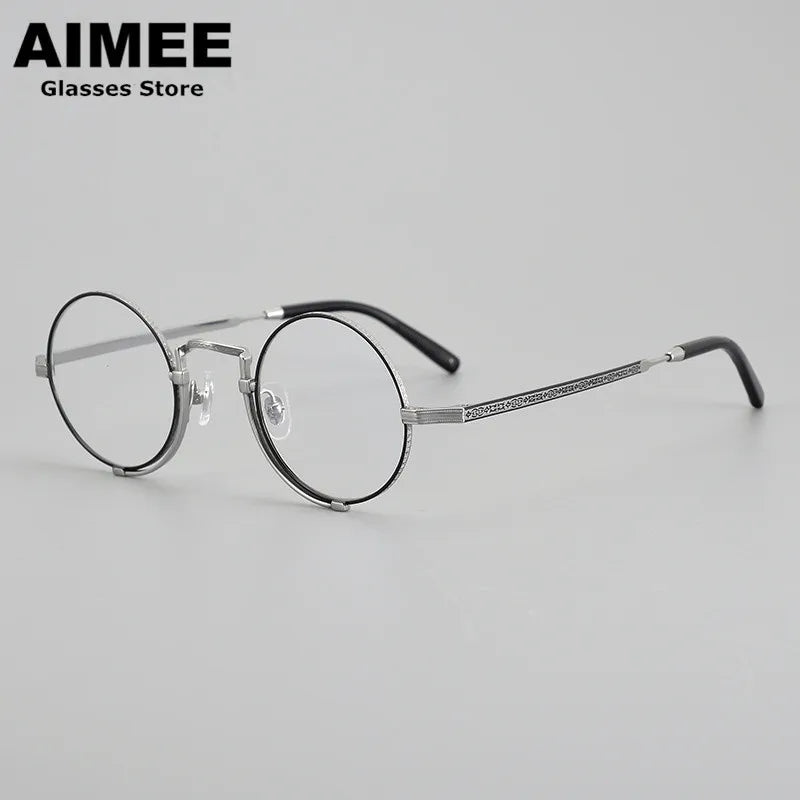 Aimee Unisex Full Rim Round Titanium Eyeglasses 5919 - Lightweight Durable Frame for Men & Women - Perfect for Reading, Work, and Everyday Wear