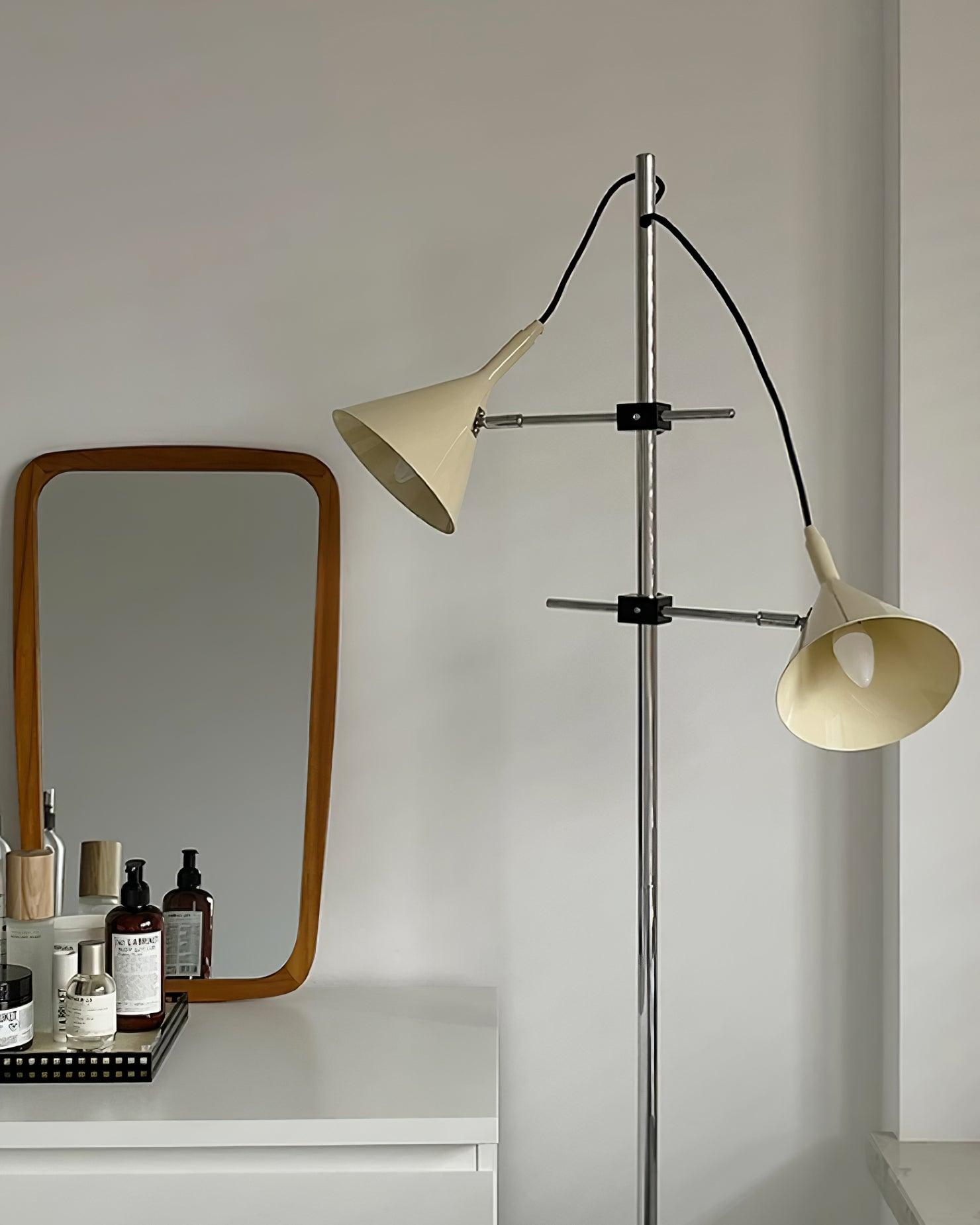 Modern Brass Floor Lamp - Adjustable Height & Dimmable LED Light for Living Room, Bedroom, or Office - Elegant Home Decor Lighting Fixture