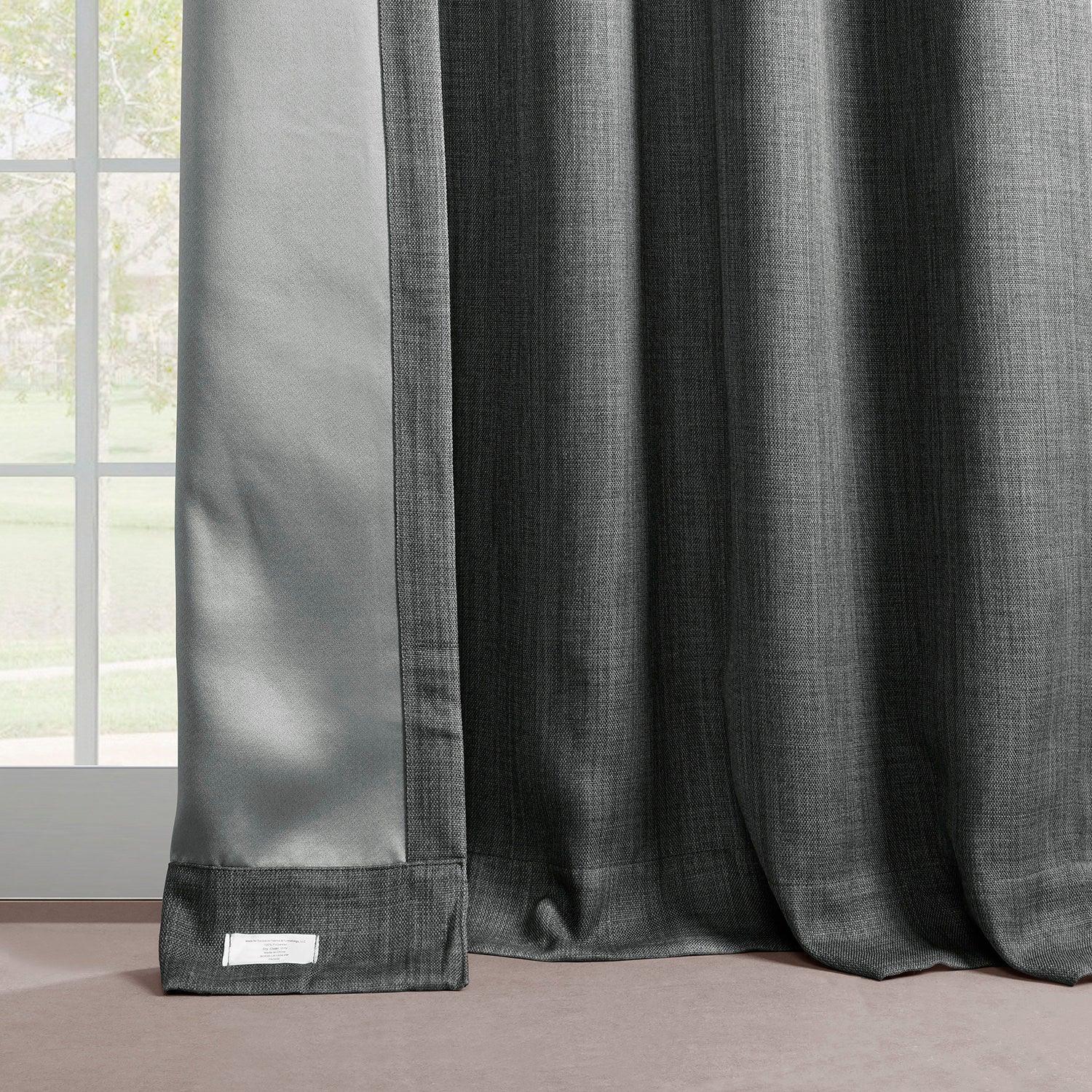 Dark Gray French Pleat Textured Faux Linen Blackout Curtains for Bedroom & Living Room - Noise Reducing & Light Blocking Window Treatments for Home Decor