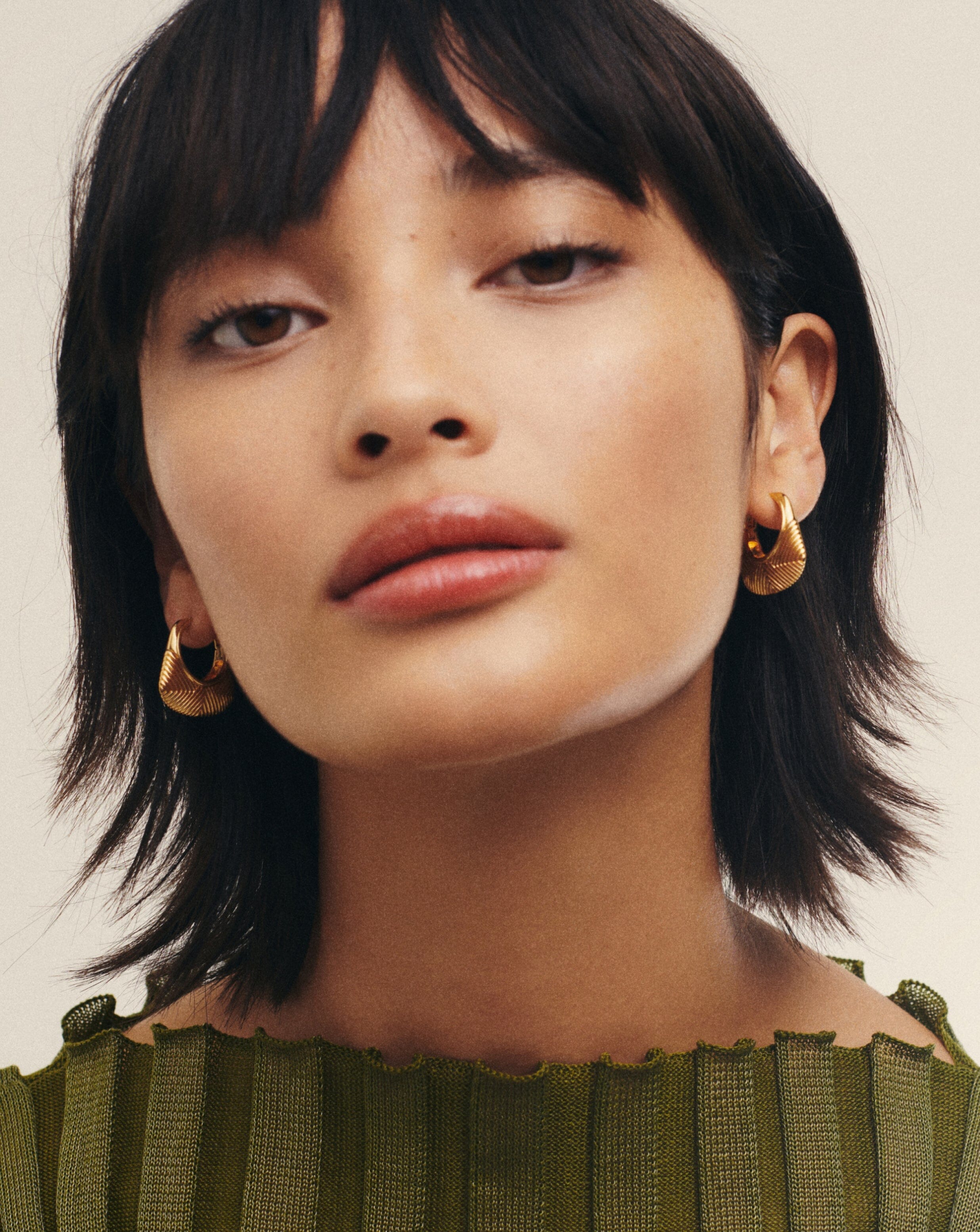 Hera Ridge Hoop Earrings for Women - 14K Gold Plated Stainless Steel Dangle Earrings - Trendy Boho Chic Jewelry for Everyday Wear & Special Occasions